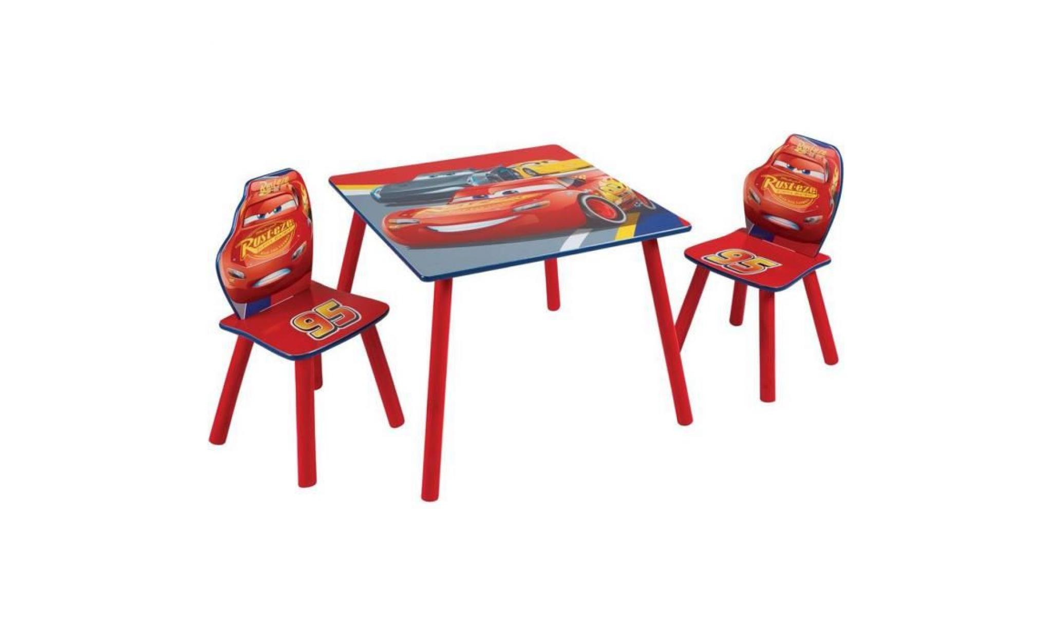 ensemble table et 2 chaises en mdf coloris rouge