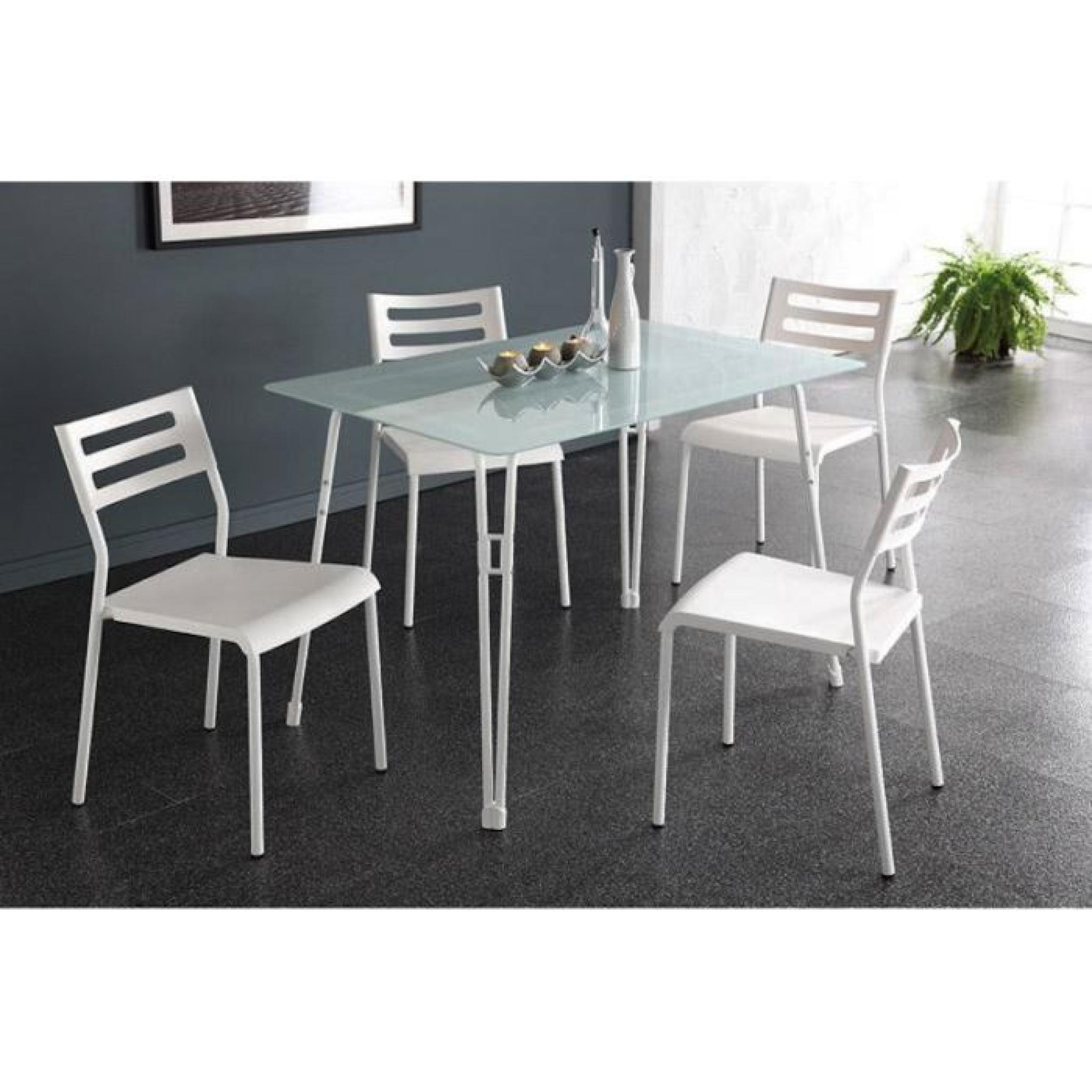 Ensemble Table et 4 Chaises, couleur blanc. 