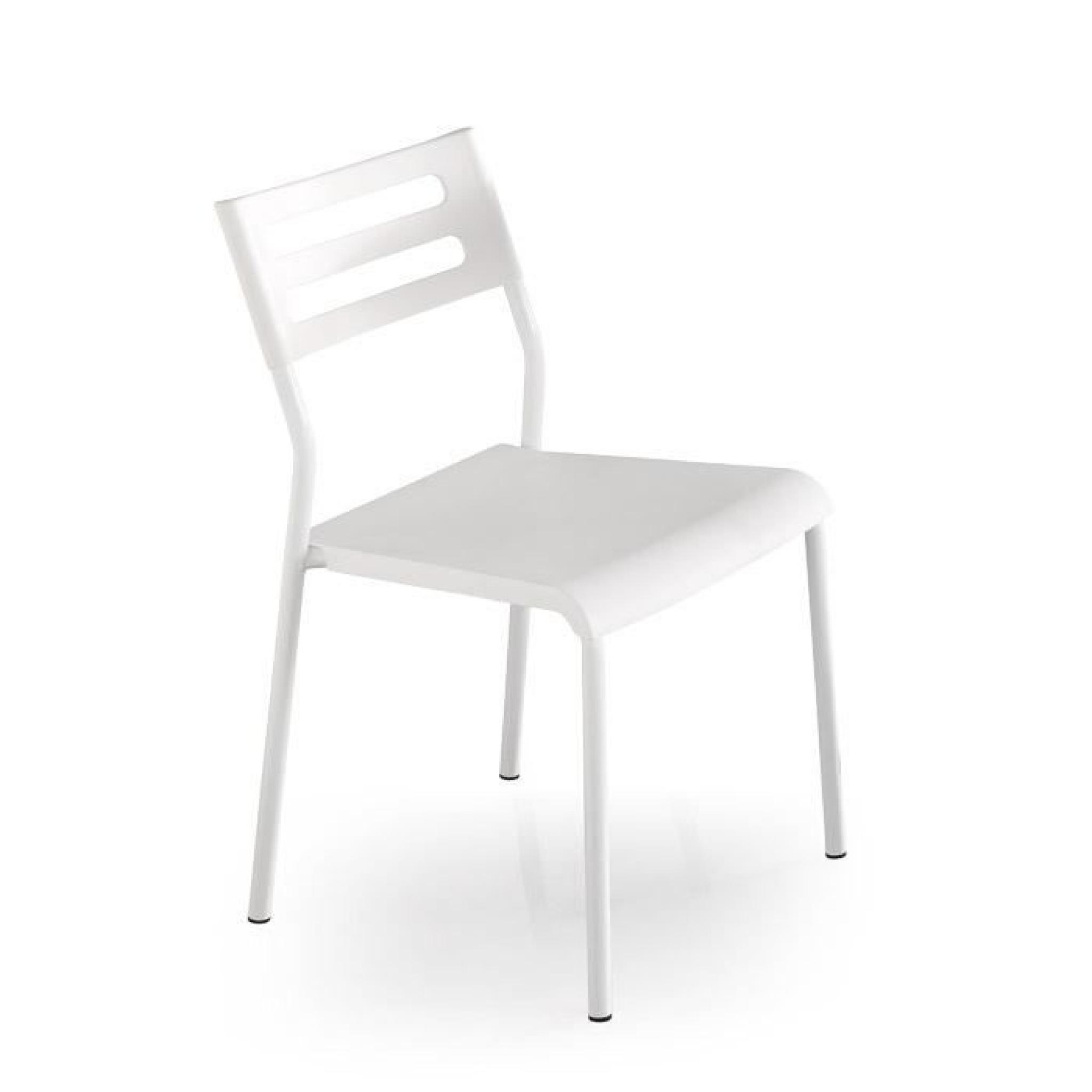 Ensemble Table et 4 Chaises, couleur blanc.  pas cher