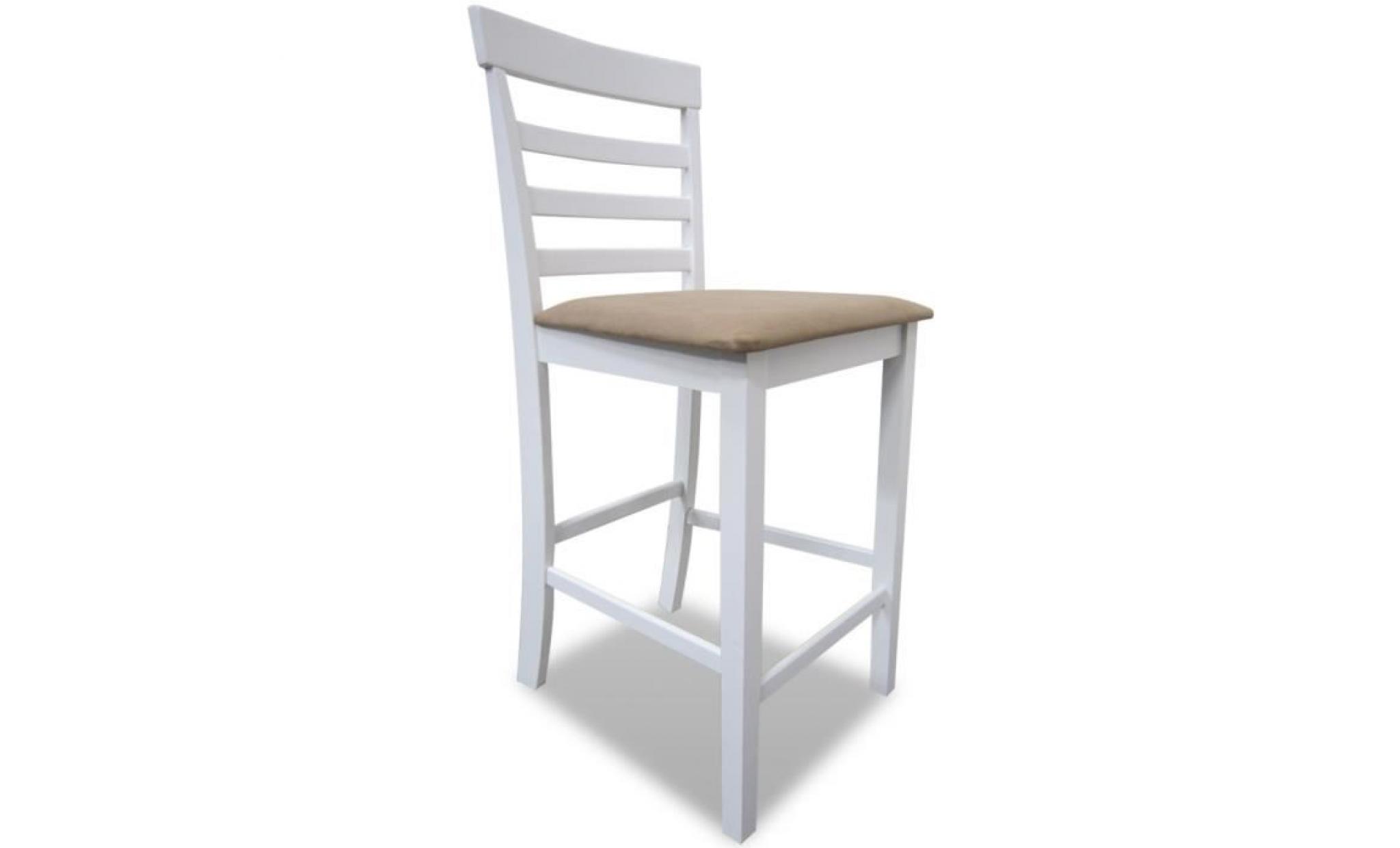 ensemble table et 4pcs chaises de cuisine salle à manger bar tabourets cadre blanc + siège beige pas cher