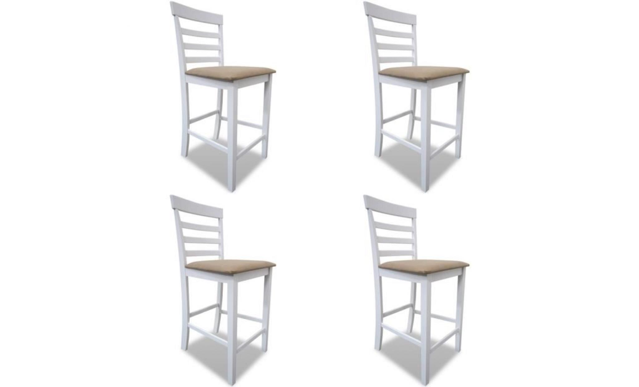 ensemble table et 4pcs chaises de cuisine salle à manger bar tabourets cadre brun + siège beige pas cher