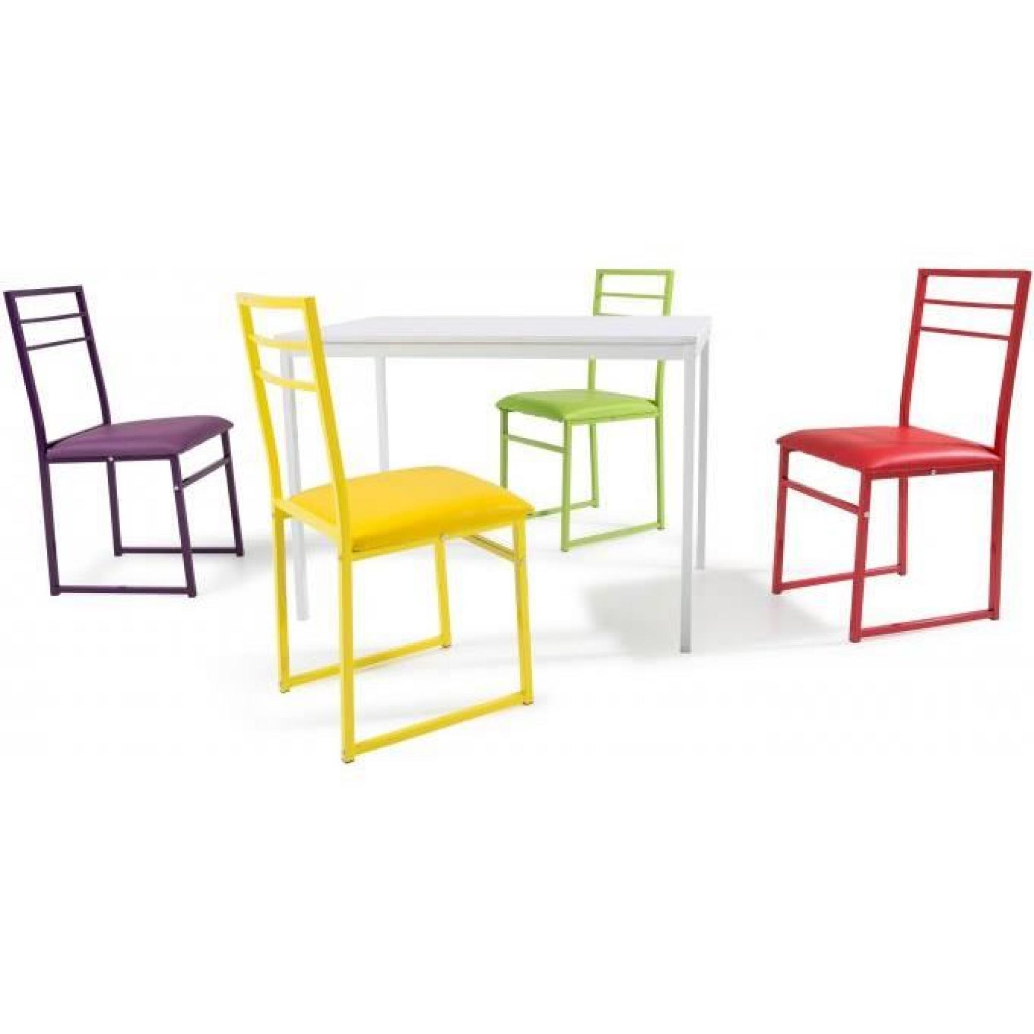 Ensemble table et chaises en acier multicolore 