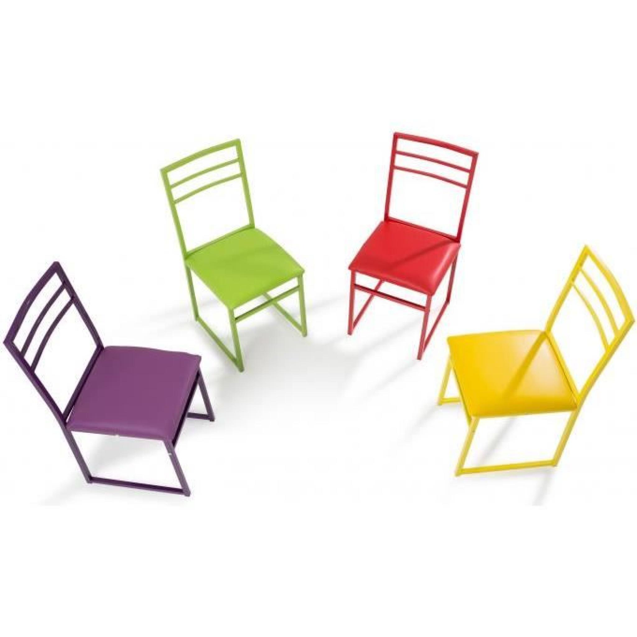Ensemble table et chaises en acier multicolore  pas cher