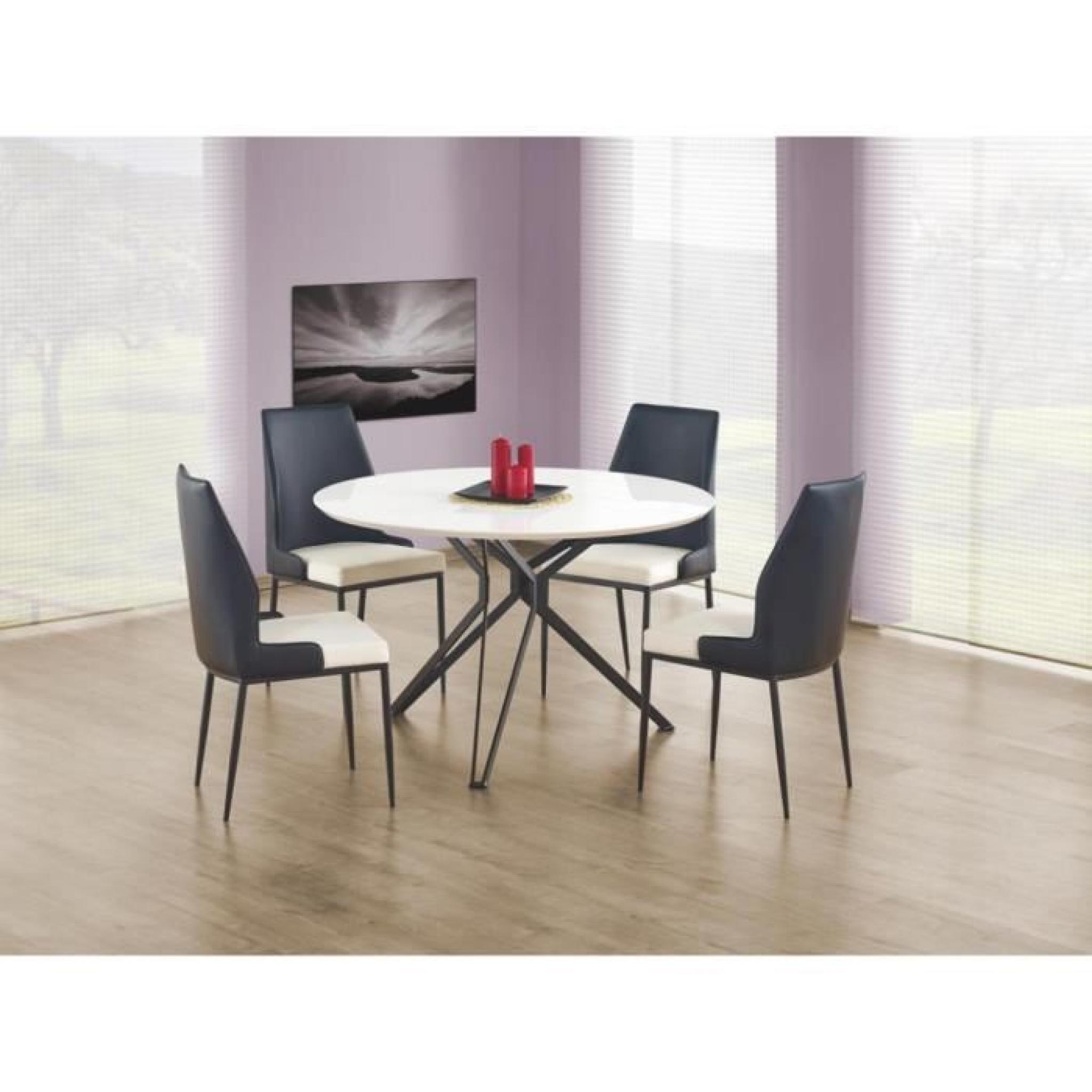 Ensemble Table Pixel Blanc laqué haute brillance + 4 Chaises K199