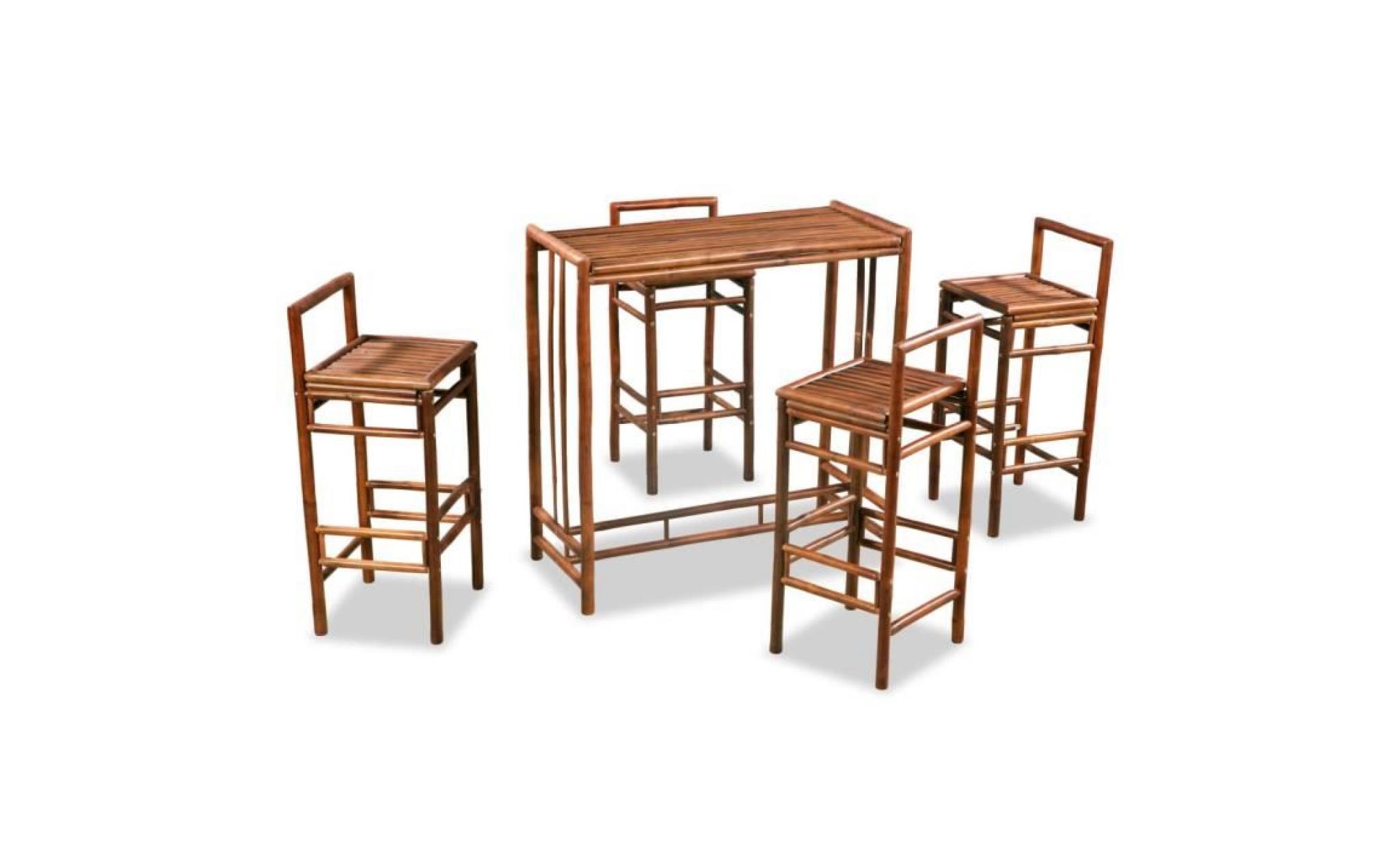 ensembles de meubles de cuisine table avec chaise 5 pcs bambou marron