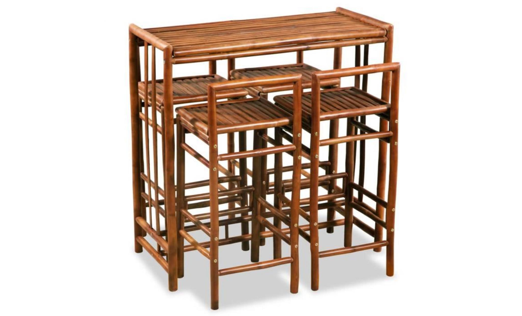 ensembles de meubles de cuisine table avec chaise 5 pcs bambou marron pas cher