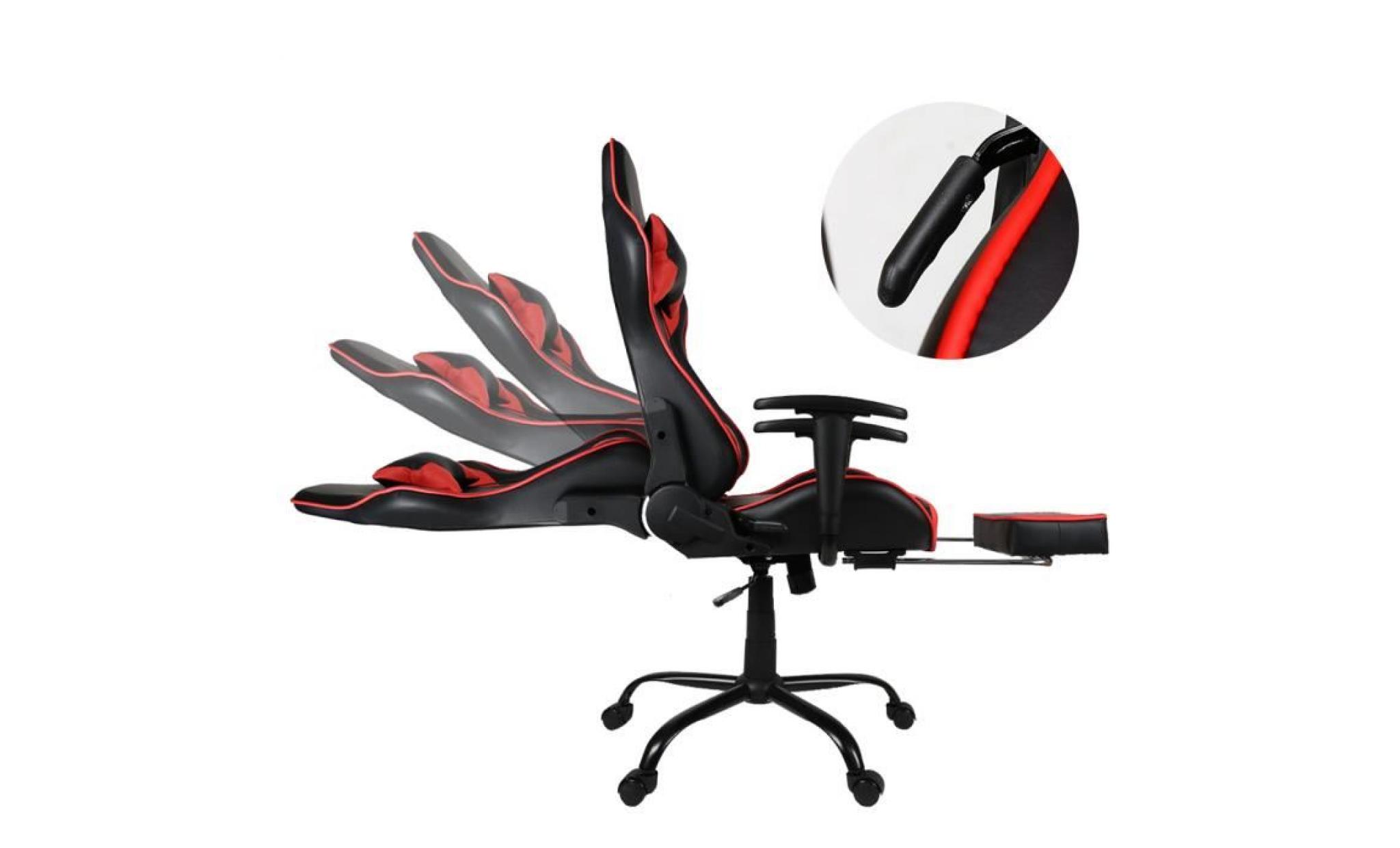 ergonomique chaise gamer fauteuil de bureau racing sport avec repose pied gris pas cher