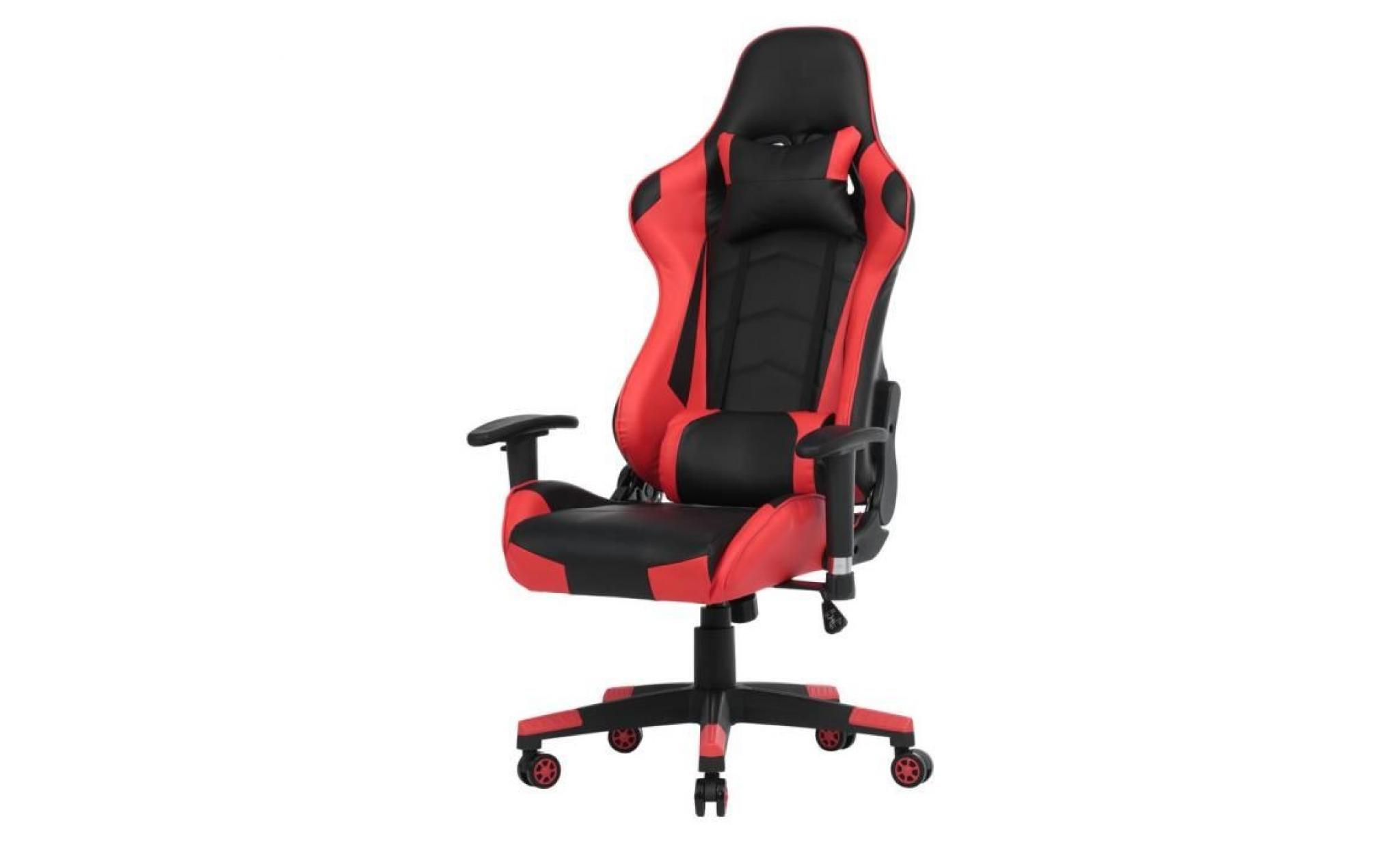 ergonomique fauteuil gamer chaise de jeu chaise racing hauteur réglable roues 360° pivot à 150° rotation