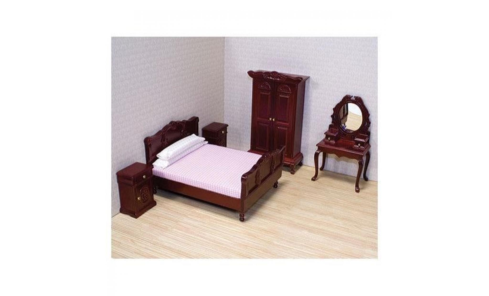 et en bois classique victorienne rembourré dollhouse meubles de chambre à coucher (5 pièces) 1k8k4g