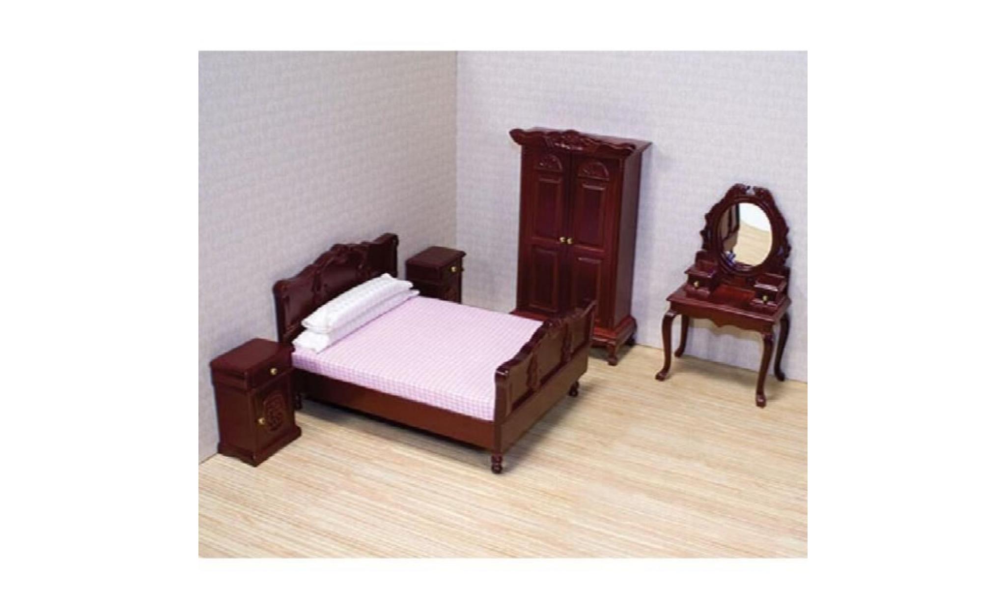 et en bois classique victorienne rembourré dollhouse meubles de chambre à coucher (5 pièces) 1k8k4g pas cher