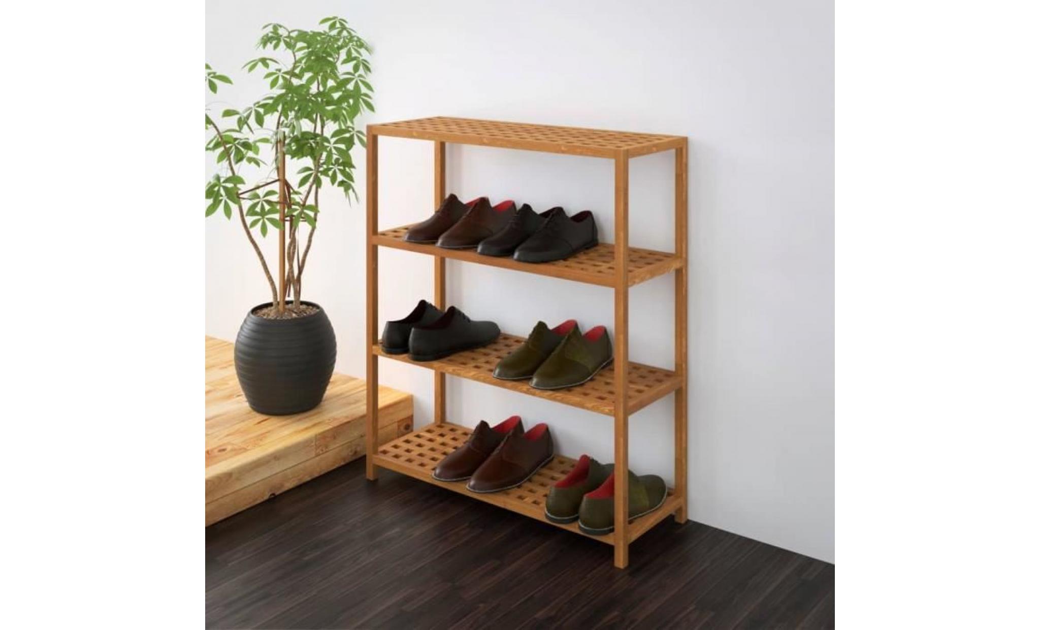 Étagère à chaussures meuble à chaussures contemporain armoire étagère à chaussures 69 x 26 x 81 cm en bois de noyer massif