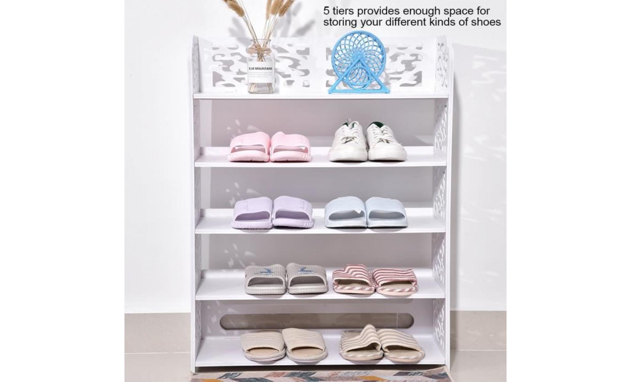 etagère de rangement range chaussures  etagère pour chaussures  à la mode à 5 niveaux  avec porte organisateur tip pas cher
