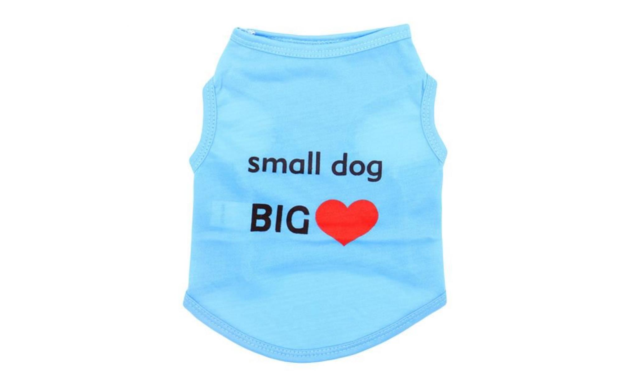 Été mignon petit chien grand coeur impression chien chien doggie gilet vêtements pour animaux costume bleu s