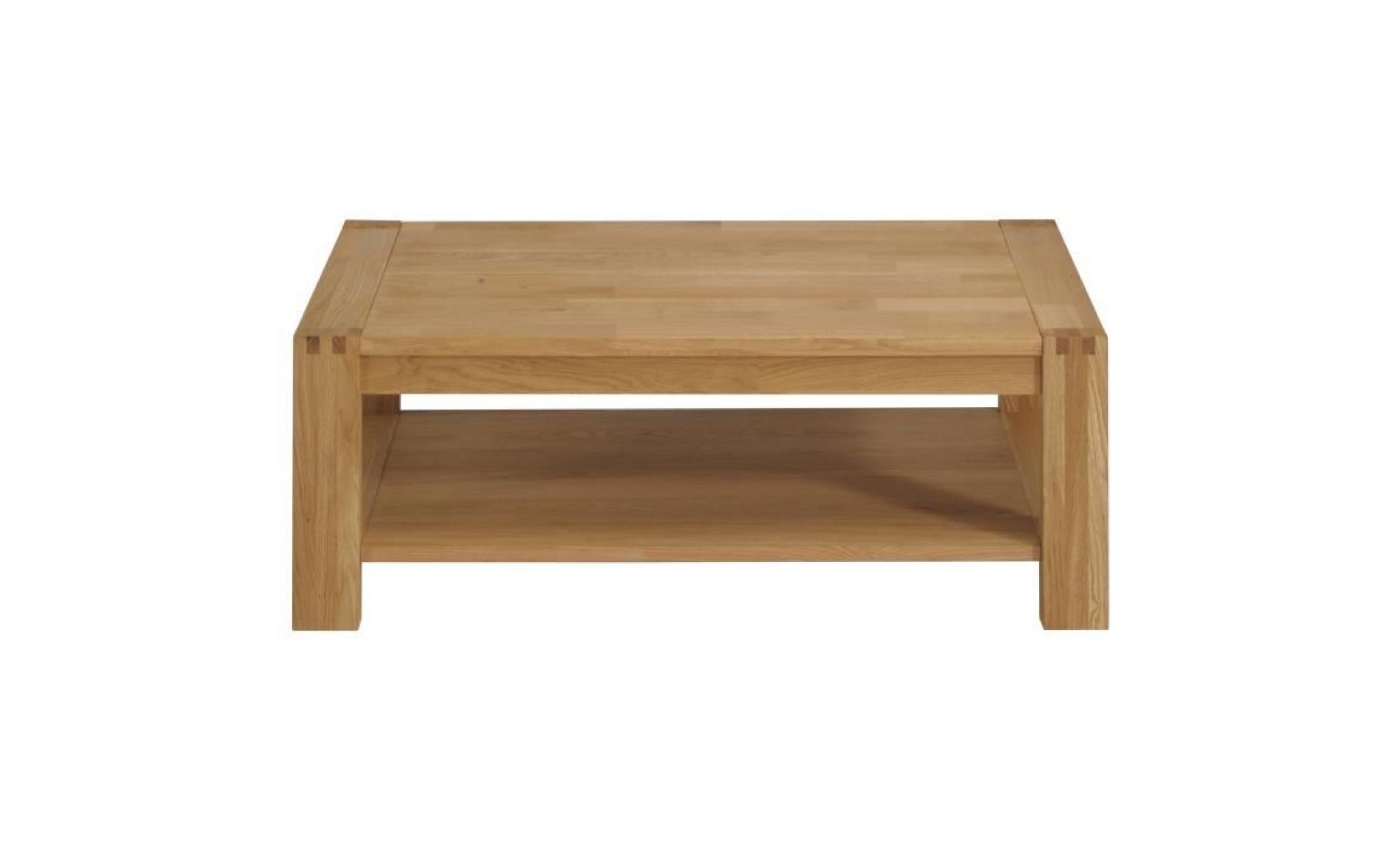 ethan table basse style contemporain bois chêne massif et placage chêne huilé doré   l 105 x l 70 cm pas cher