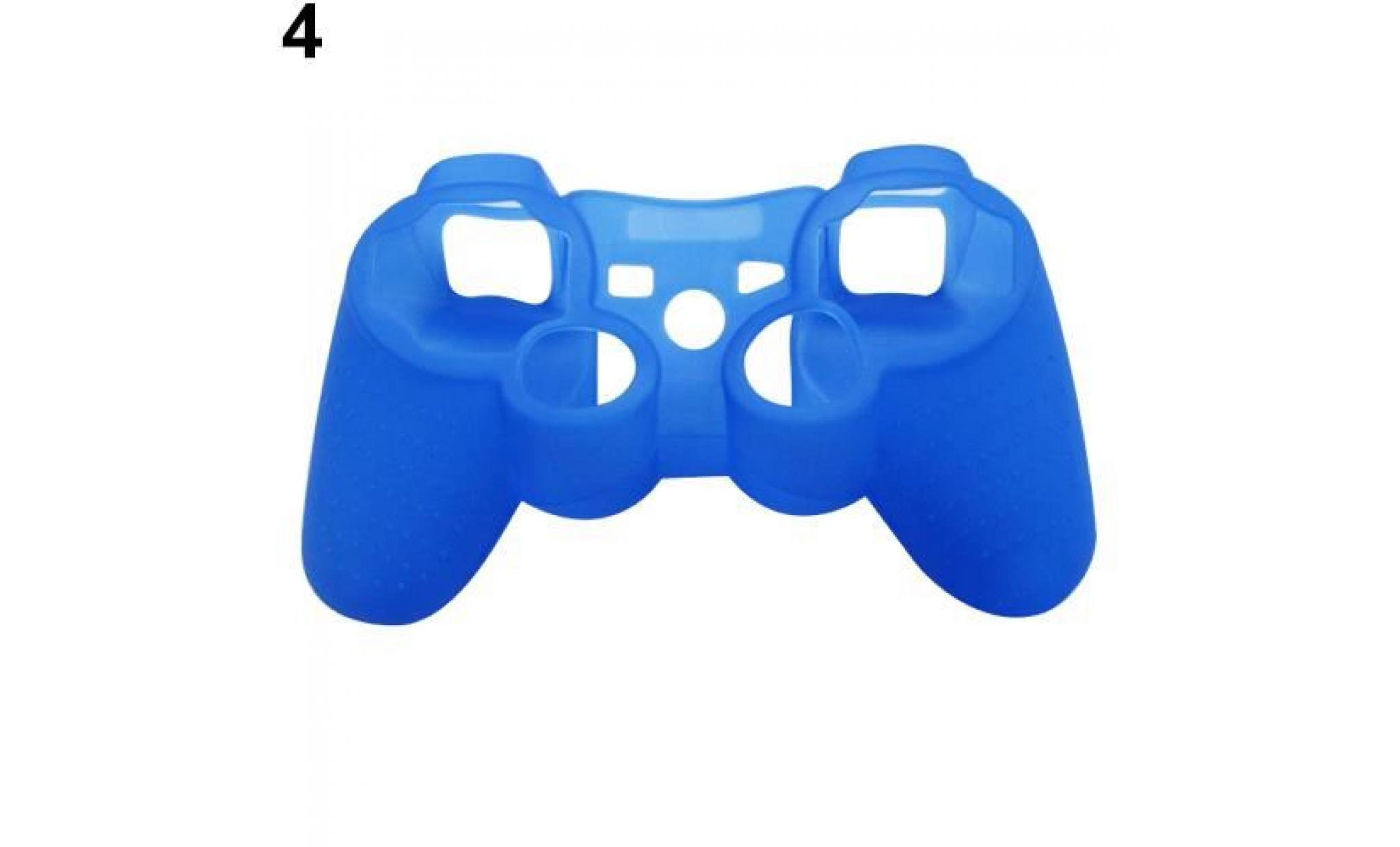 Étui de protection en silicone pour manette de jeu playstation 3 ps3 bleu