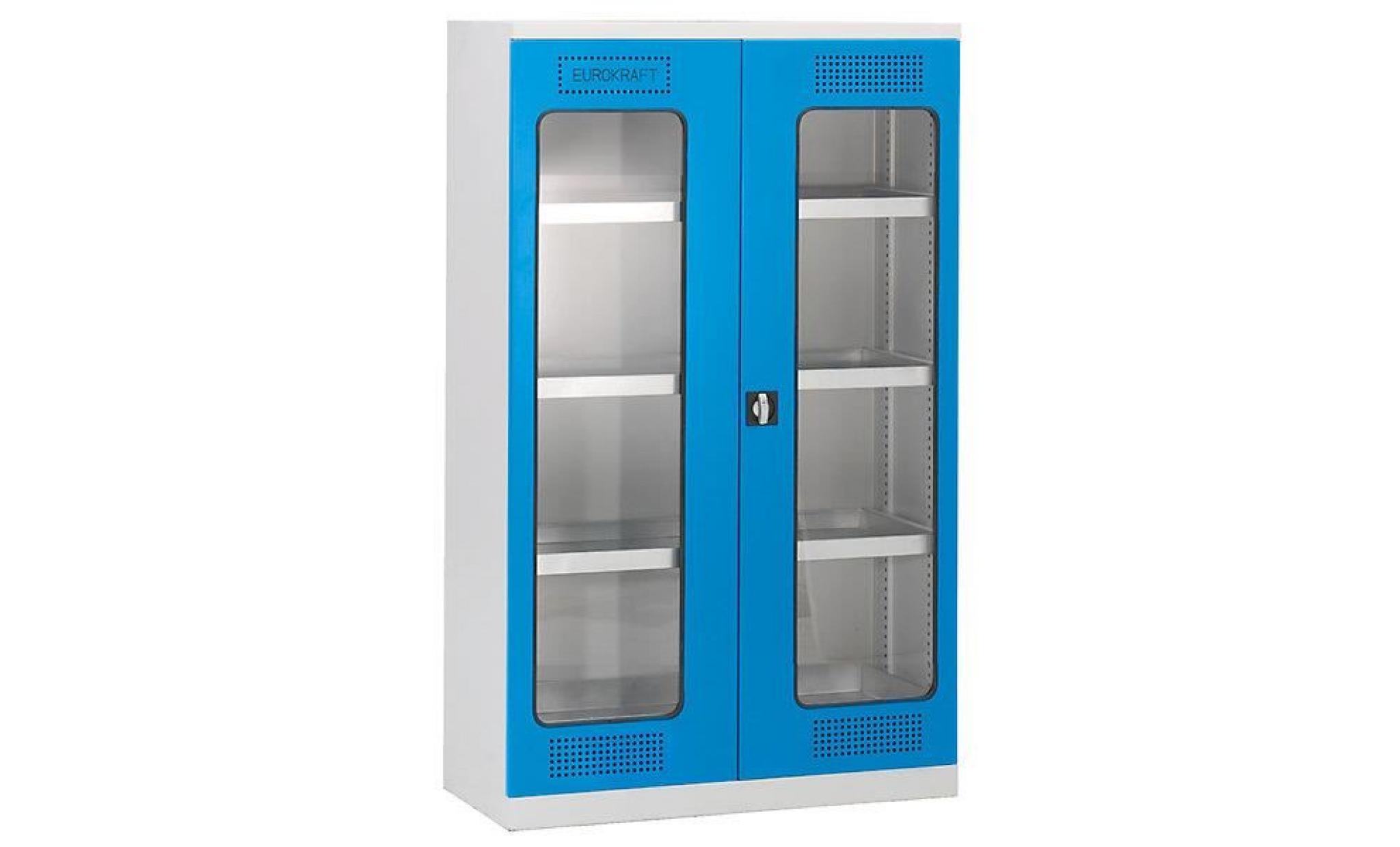 eurokraft armoire de sécurité   avec portes vitrées, 4 niveaux de stockage   largeur 950 mm   armoire armoire de protection armoire