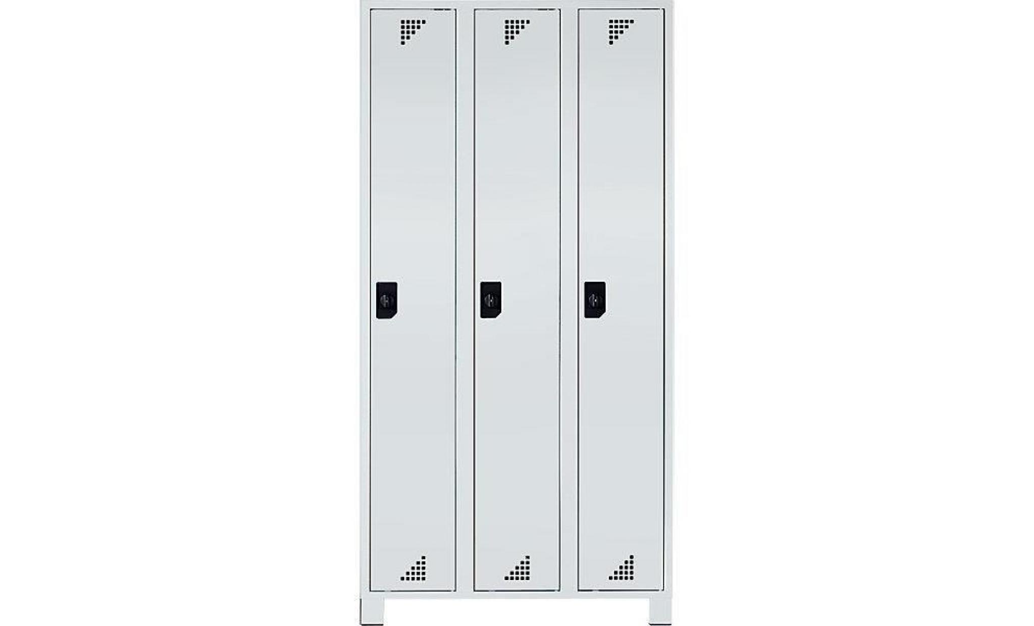 eurokraft vestiaire, hauteur compartiments 1676 mm   h x l x p 1800 x 900 x 500 mm, 3 compartiments   entièrement gris   armoire