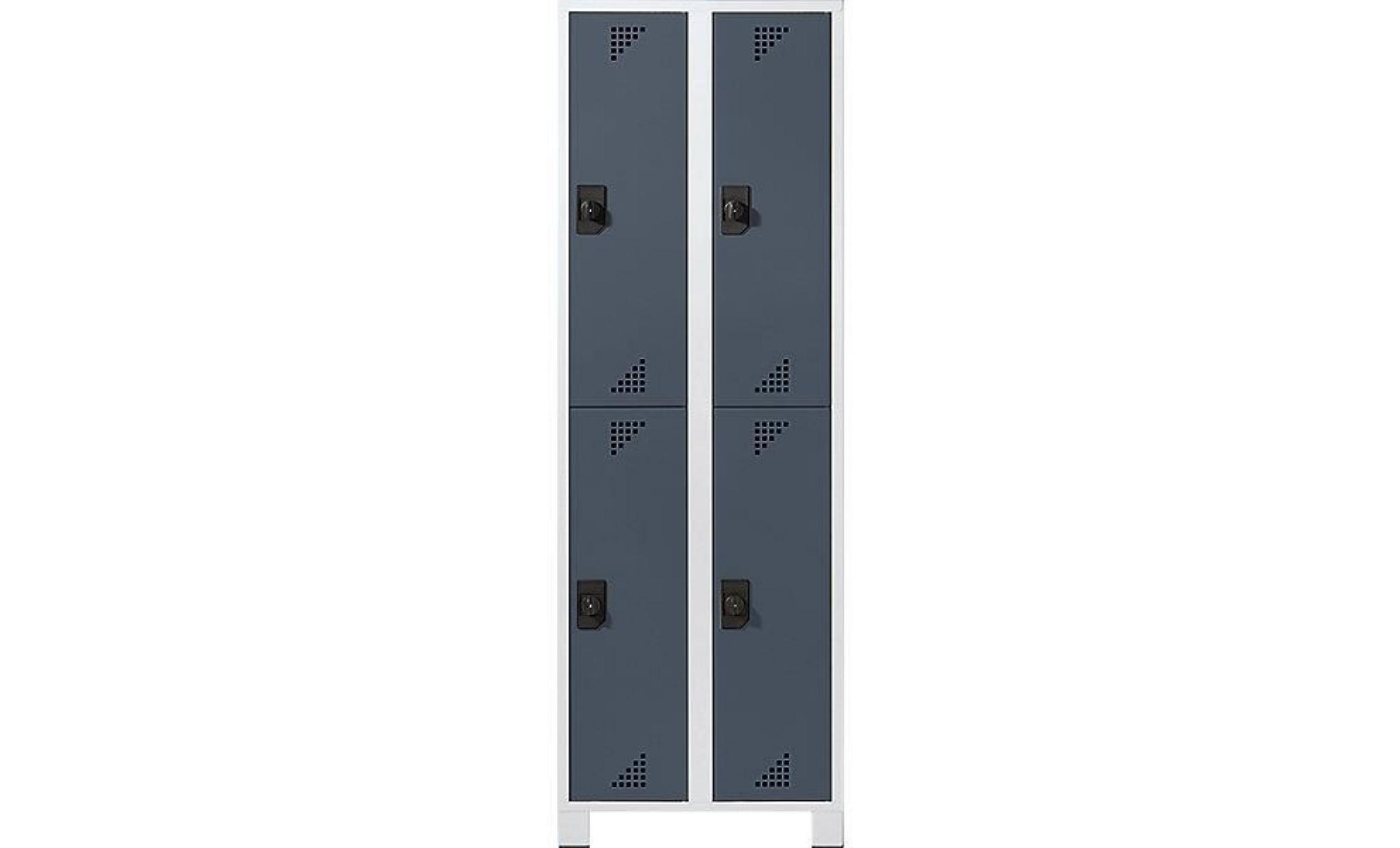 eurokraft vestiaire, hauteur compartiments 850 mm   h x l x p 1800 x 600 x 500 mm, 4 compartiments   entièrement gris   armoire pas cher