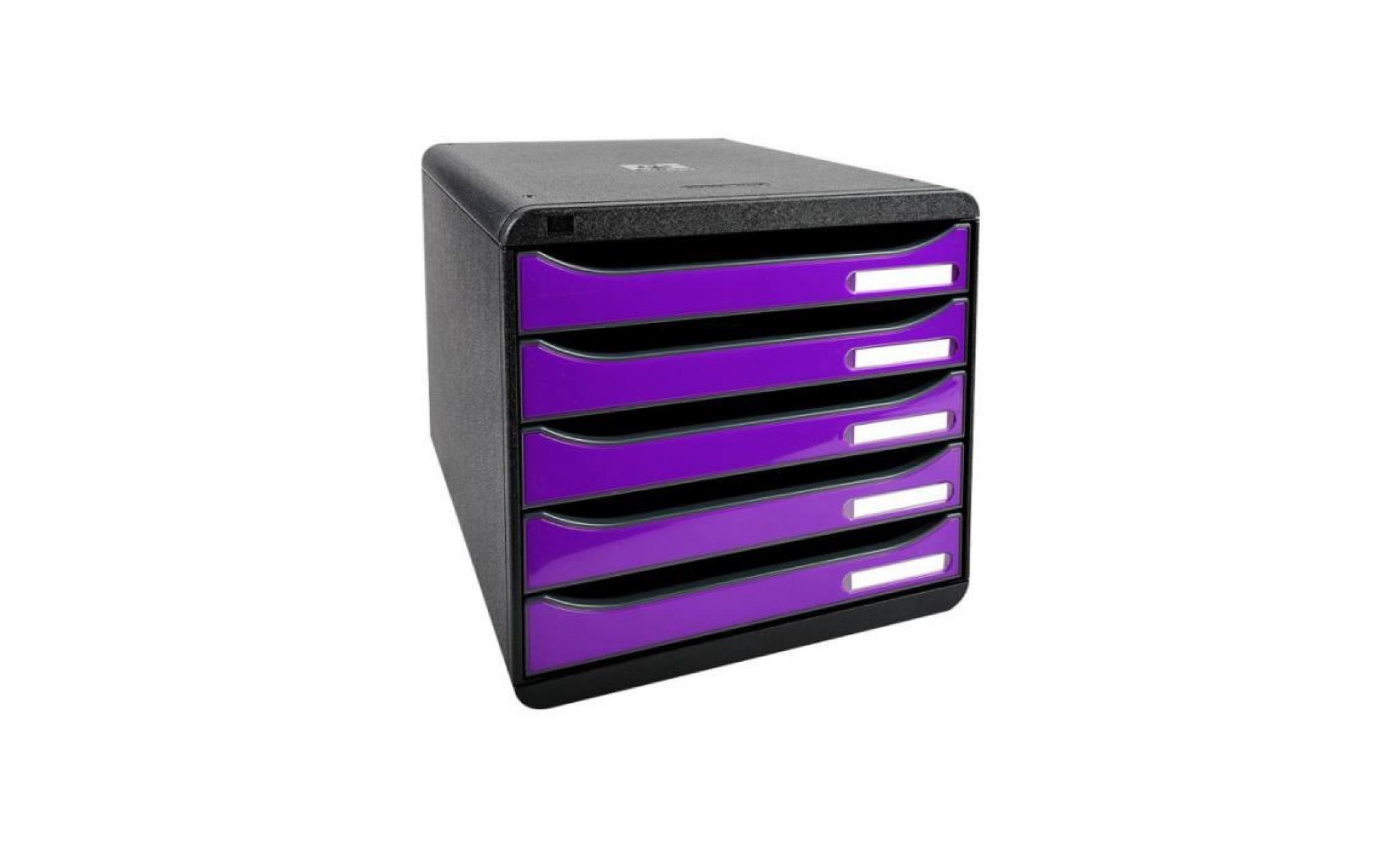exacompta big box plus classic a4+ bloc de classement à tiroirs 5 tiroirs noir, violet brillant pas cher