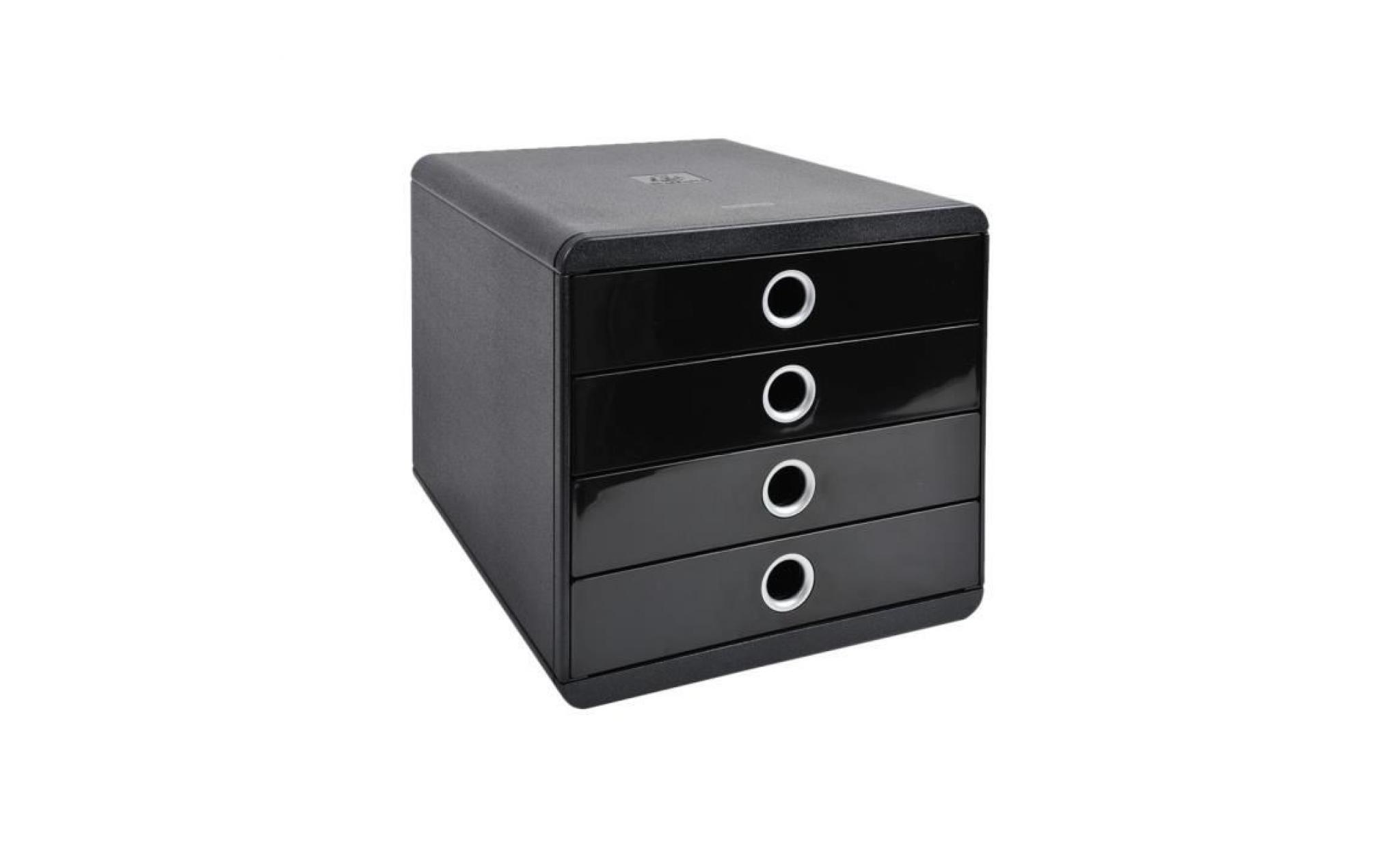 exacompta classic iderama pop box a4+ bloc de classement à tiroirs 4 tiroirs noir, argent métallisé