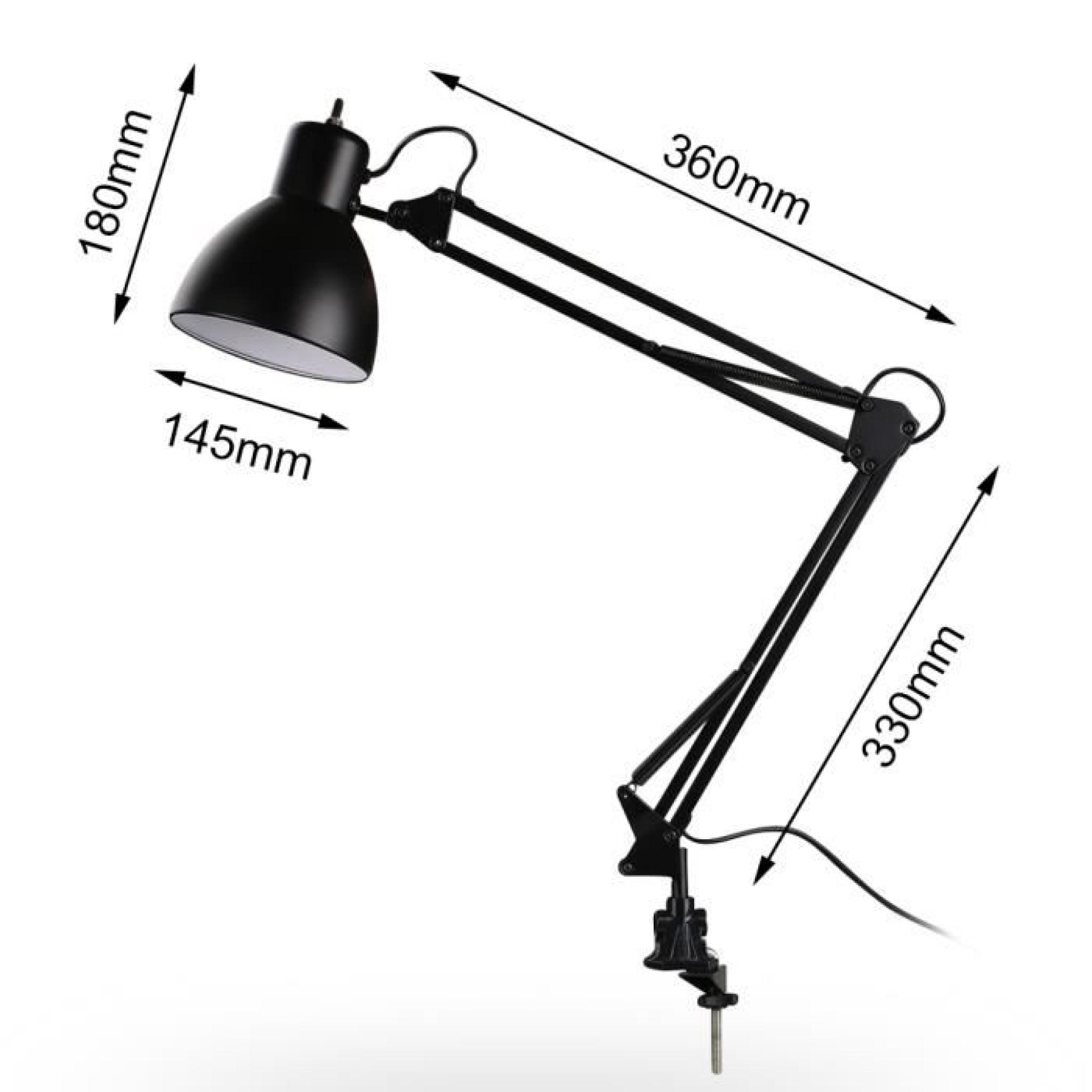 Excelvan Lampe de Table Réglable Flexible Noir Moderne pas cher