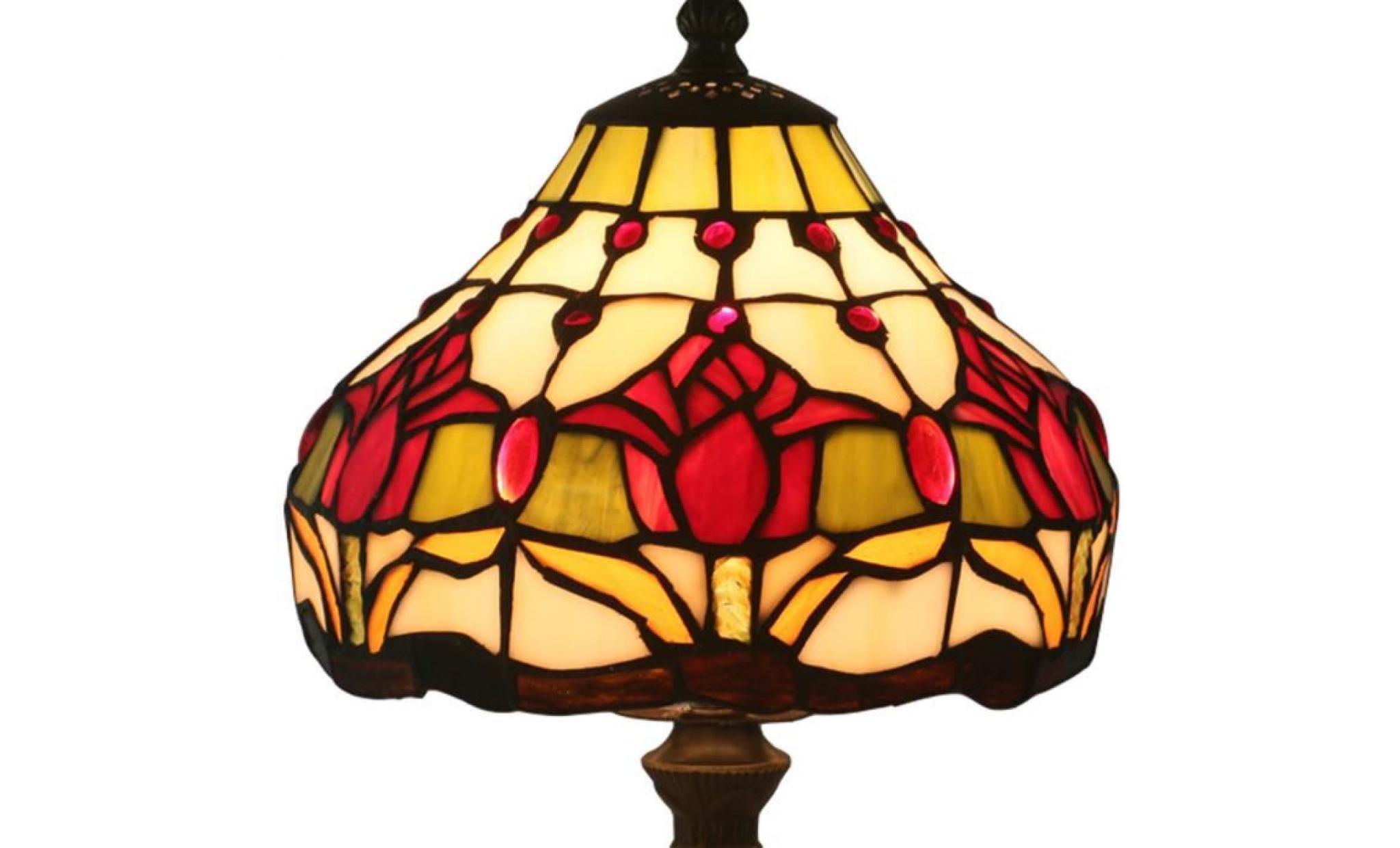 fabakira tiffany 8 pouces de chevet pastorale style européen vitrail lampe de table de lecture lumière light reading pas cher