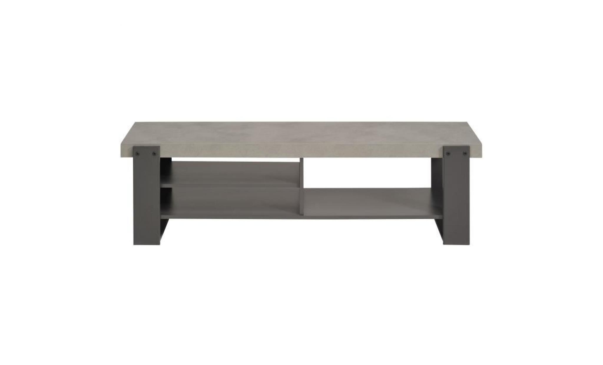factory meuble tv bas industriel décor béton et gris ombre   l 138 cm