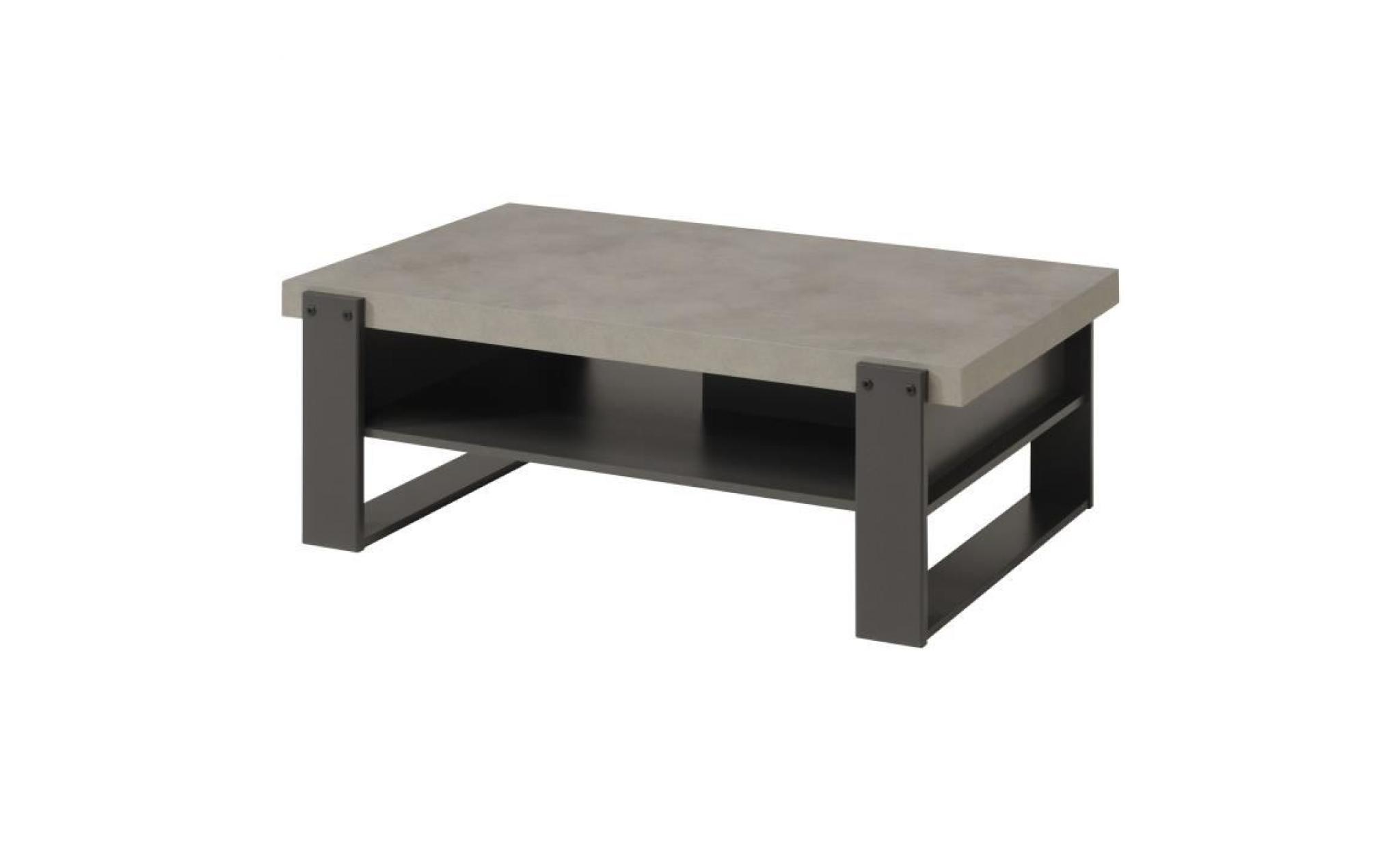 factory table basse style industriel décor béton et gris ombre   l 110 x l 71 cm