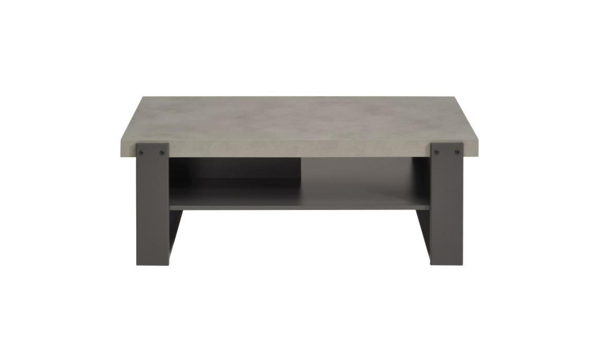 factory table basse style industriel décor béton et gris ombre   l 110 x l 71 cm pas cher