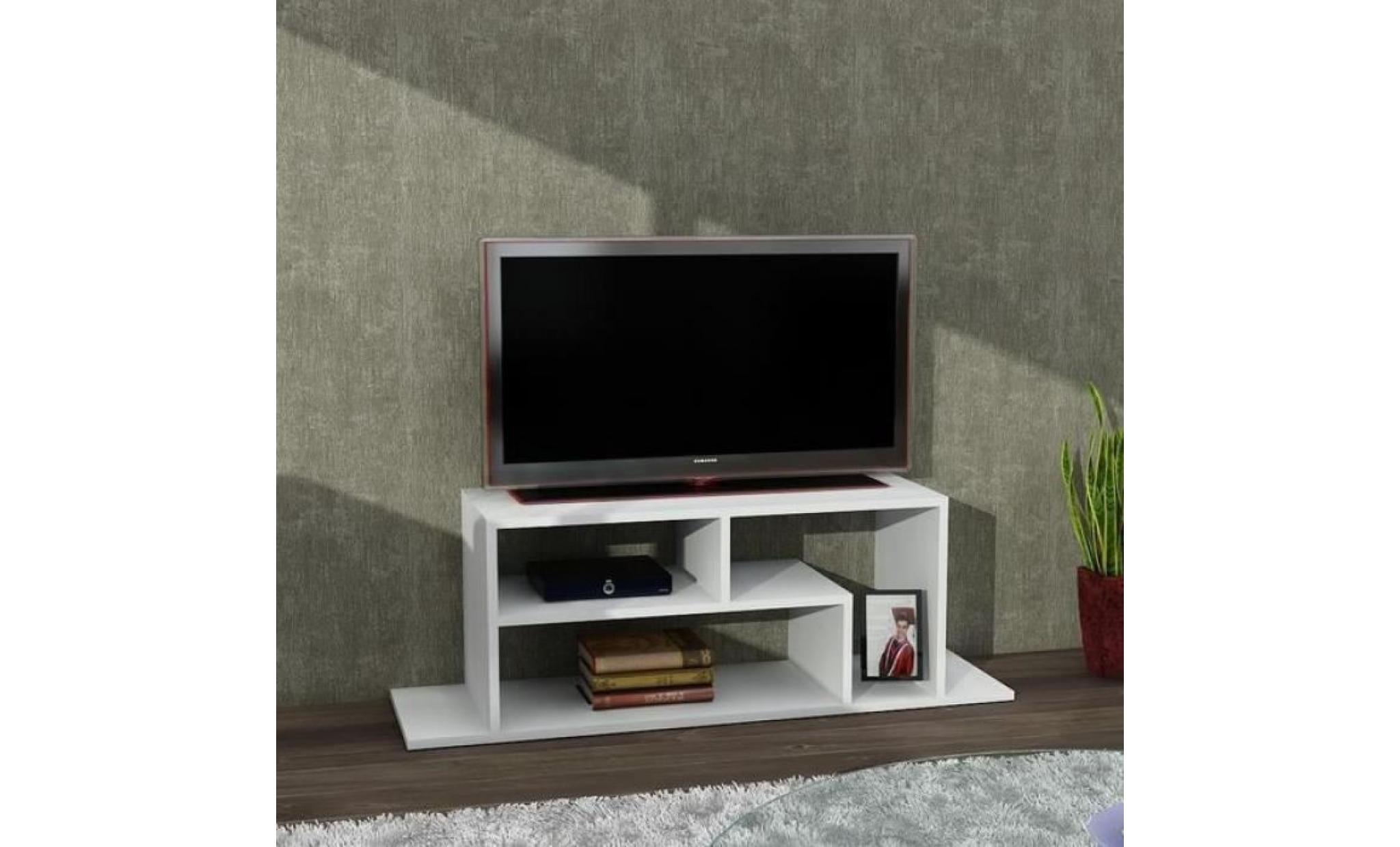 fagus meuble tv blance  120x30x42cm pas cher