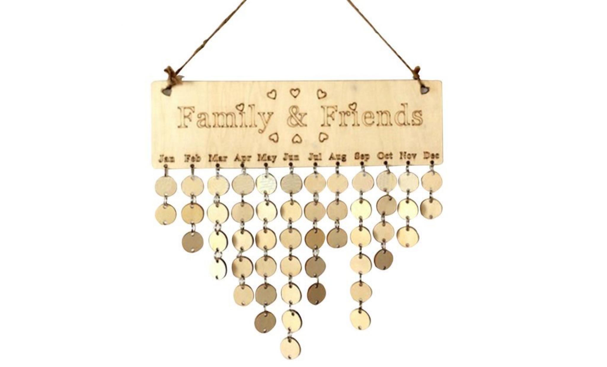 famille et amis suspendus calendrier planche de bois anniversaire rappel plaque décor à la maison pas cher