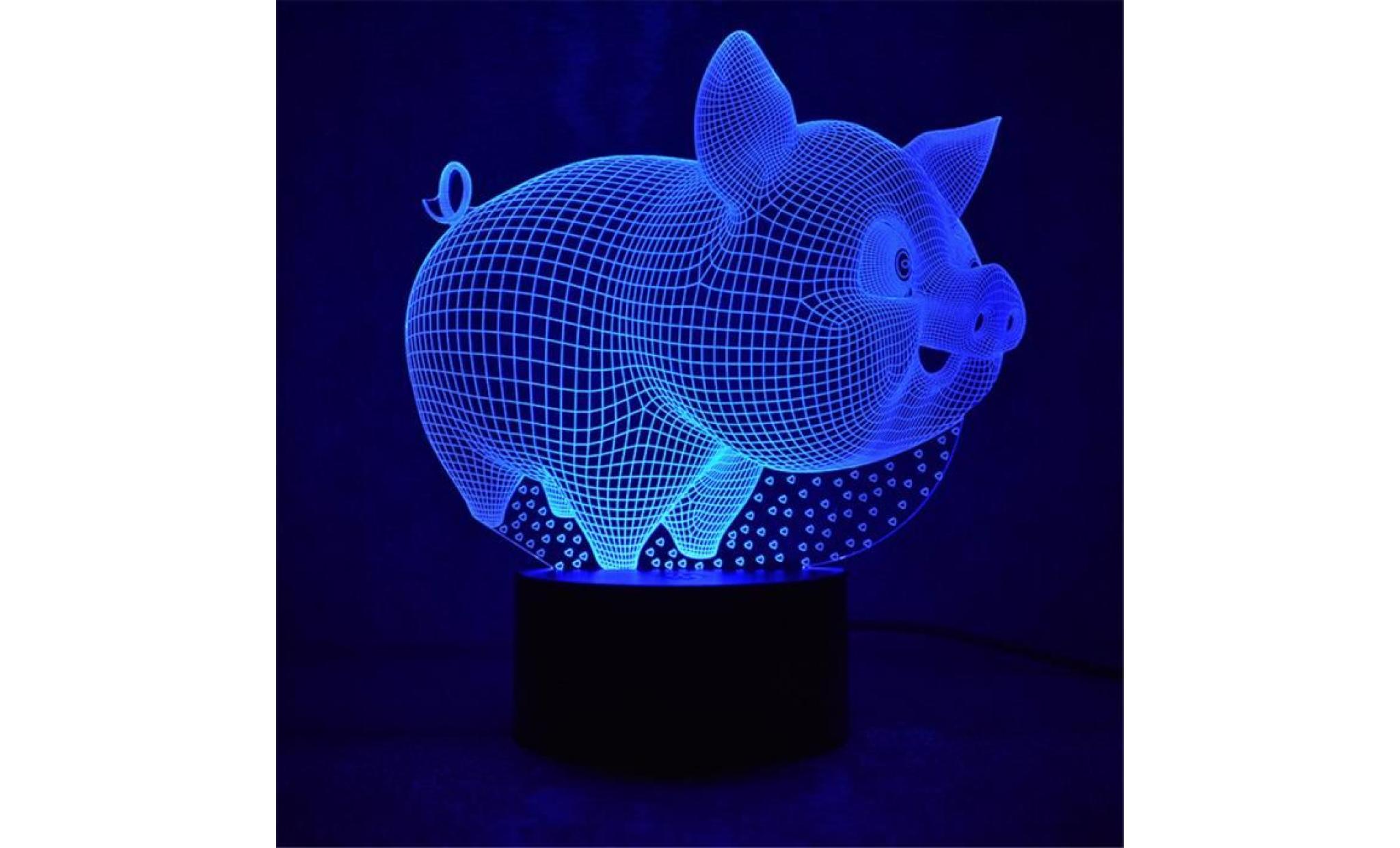 fat pig led 3d night light lampes 3d illusion optique 7 couleurs pour la maison yt03 pas cher