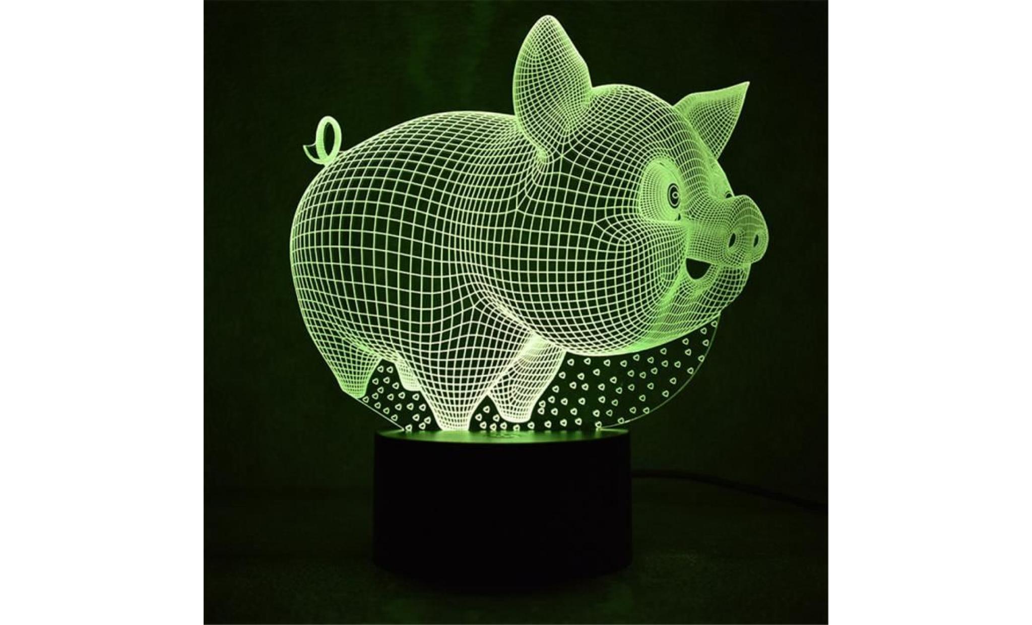 fat pig led 3d night light lampes 3d illusion optique 7 couleurs pour la maison yt03 pas cher