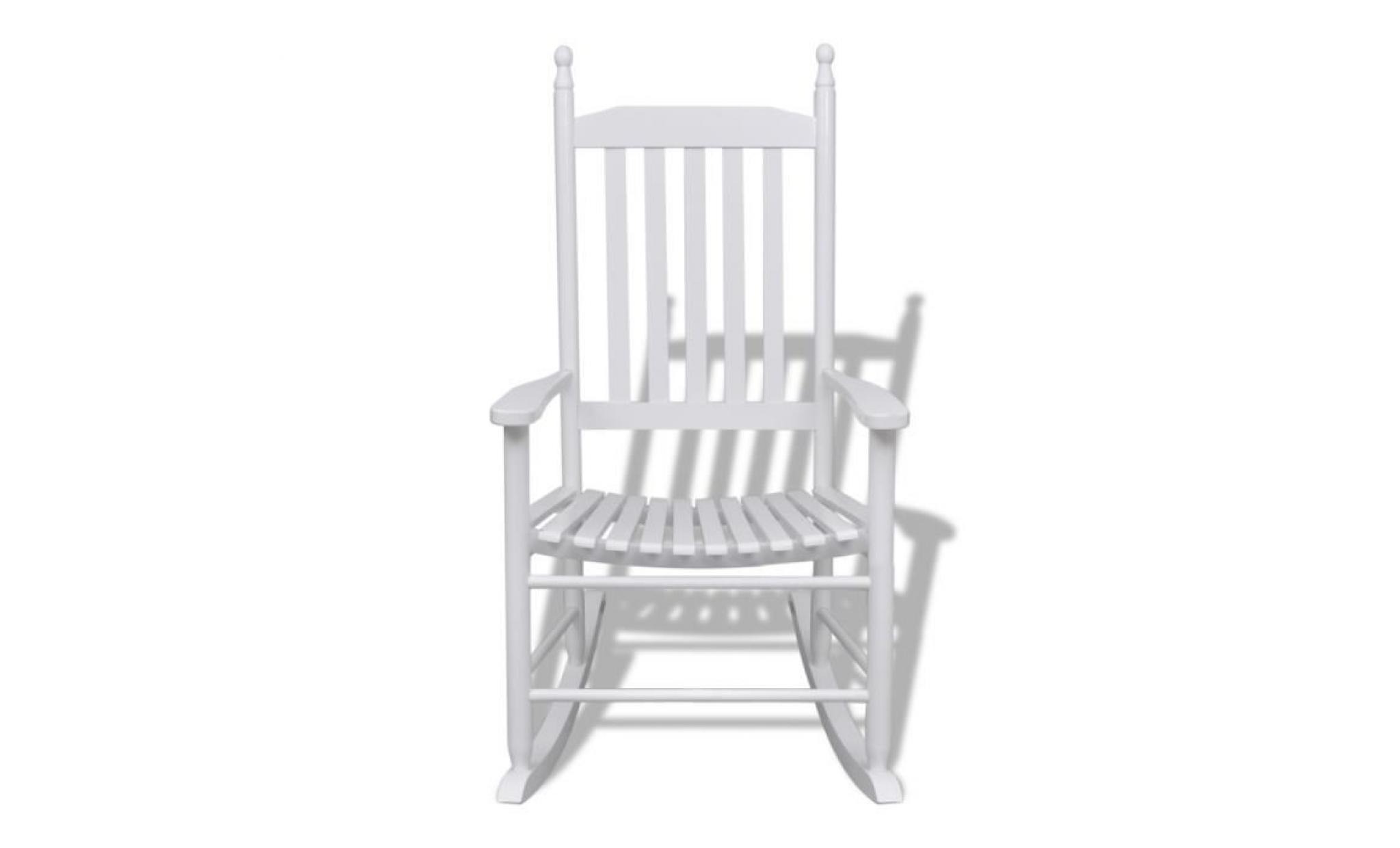 fauteuil à bascule, blanc bois chaise relaxation pas cher