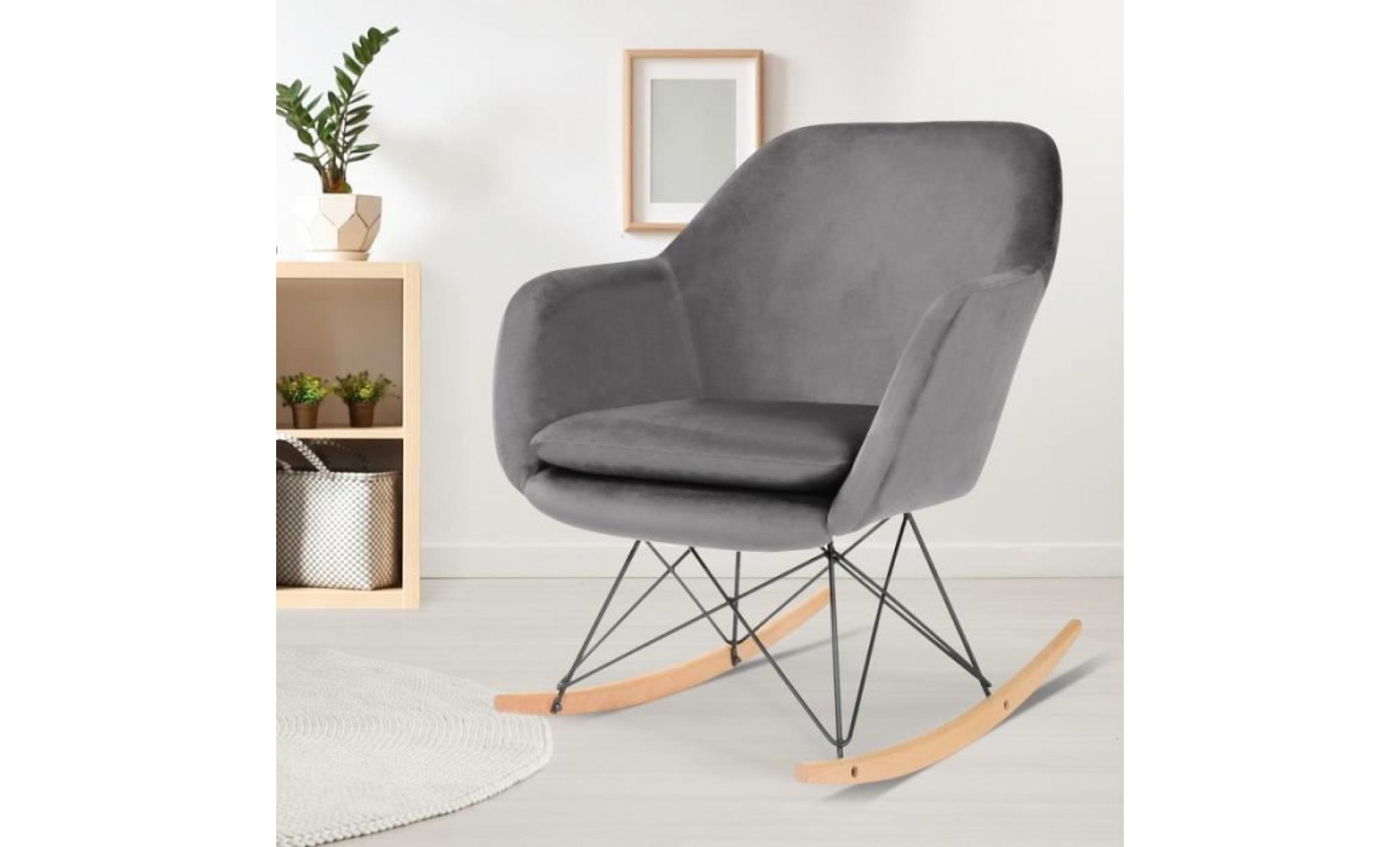 fauteuil à bascule bora velours gris