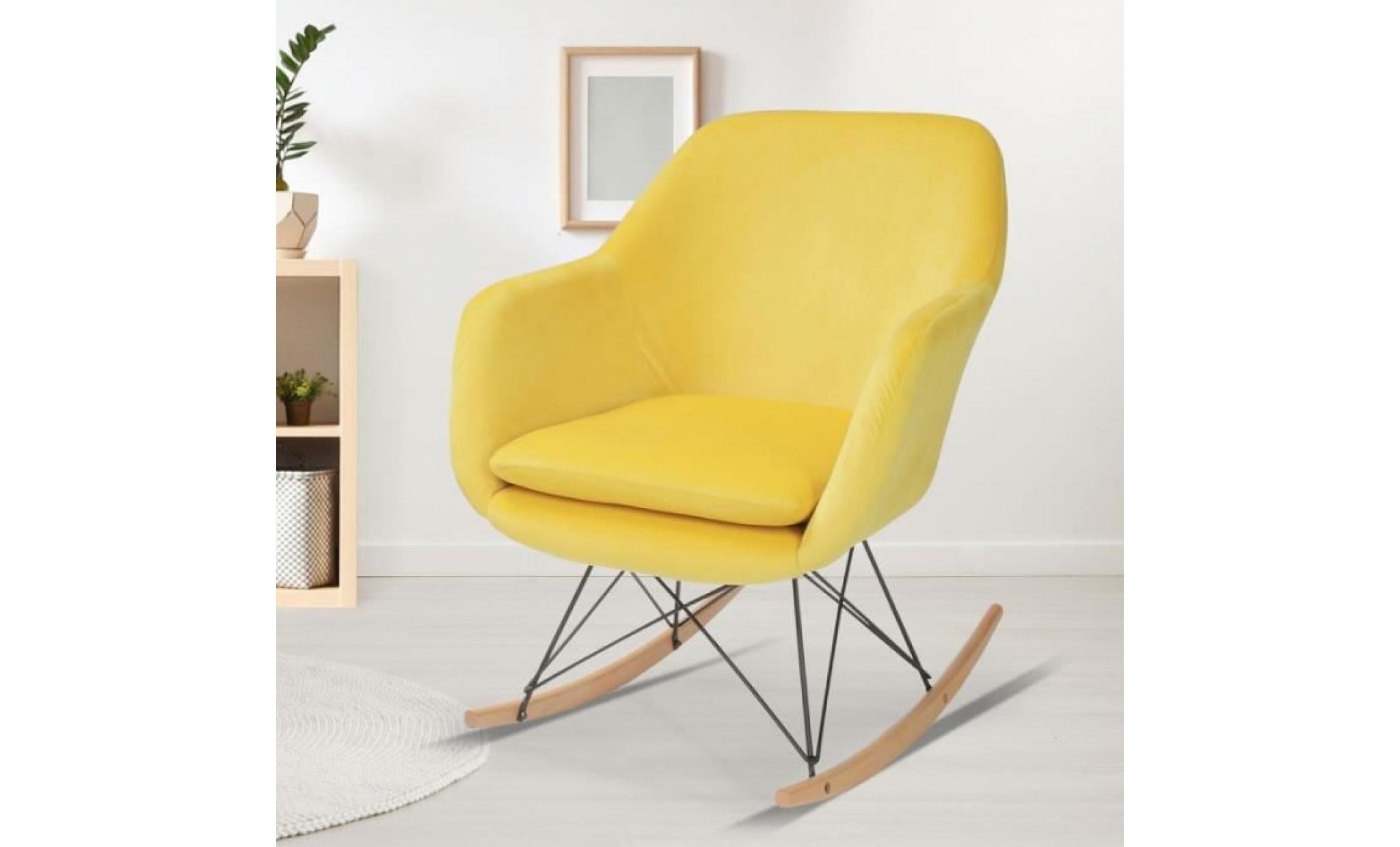 fauteuil à bascule bora velours jaune