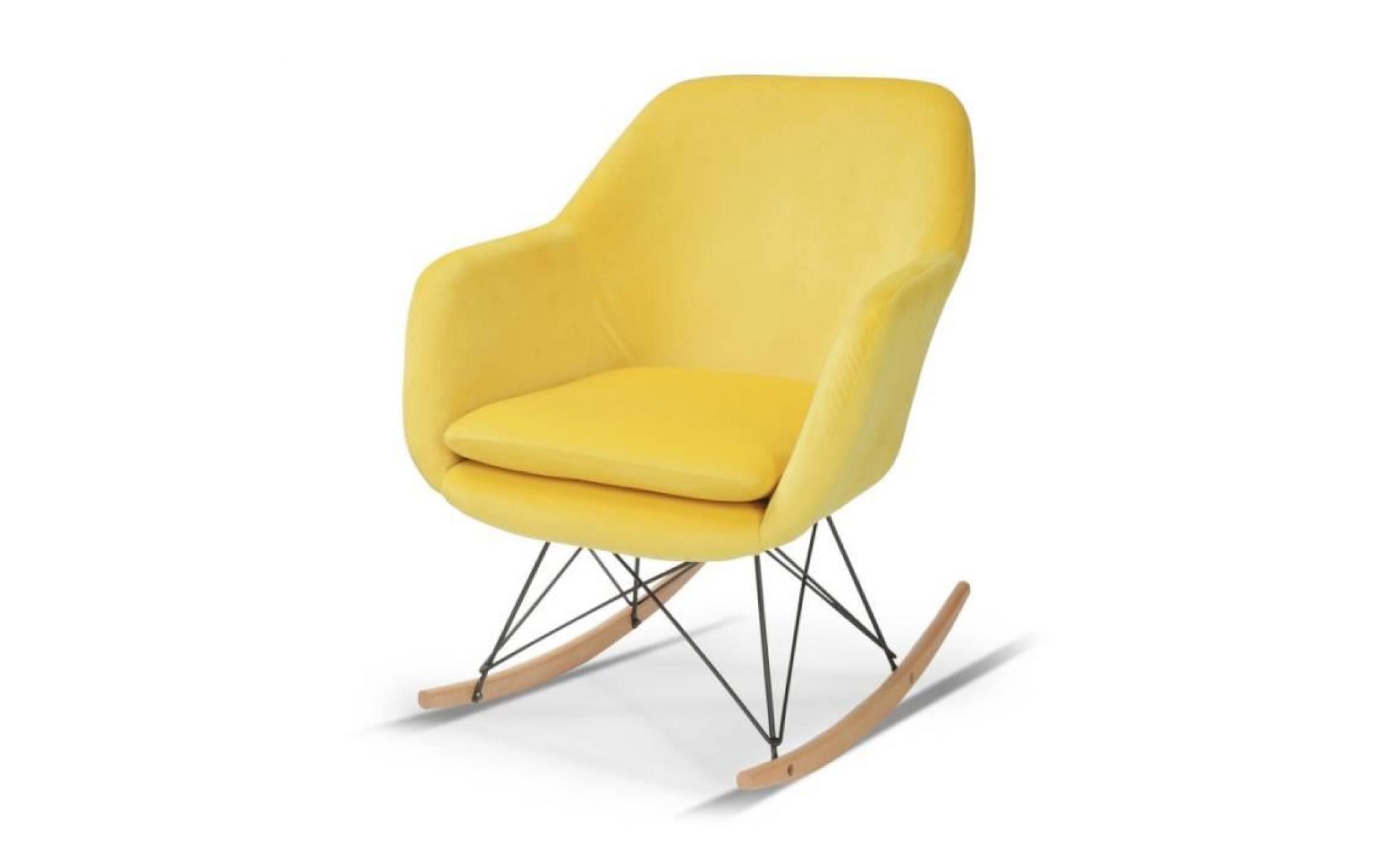 fauteuil à bascule bora velours jaune pas cher