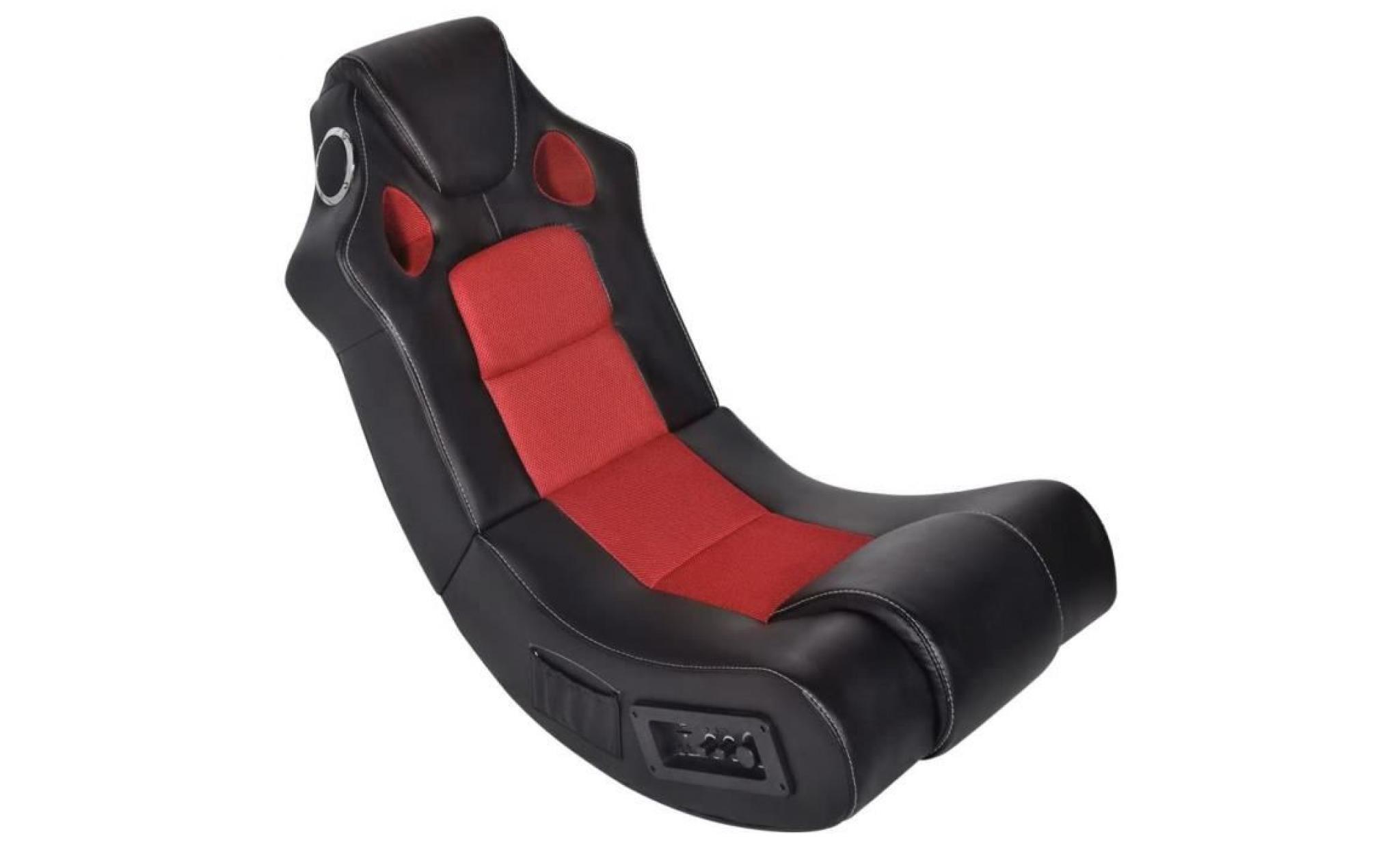fauteuil à bascule enceinte en cuir synthétique noir rouge