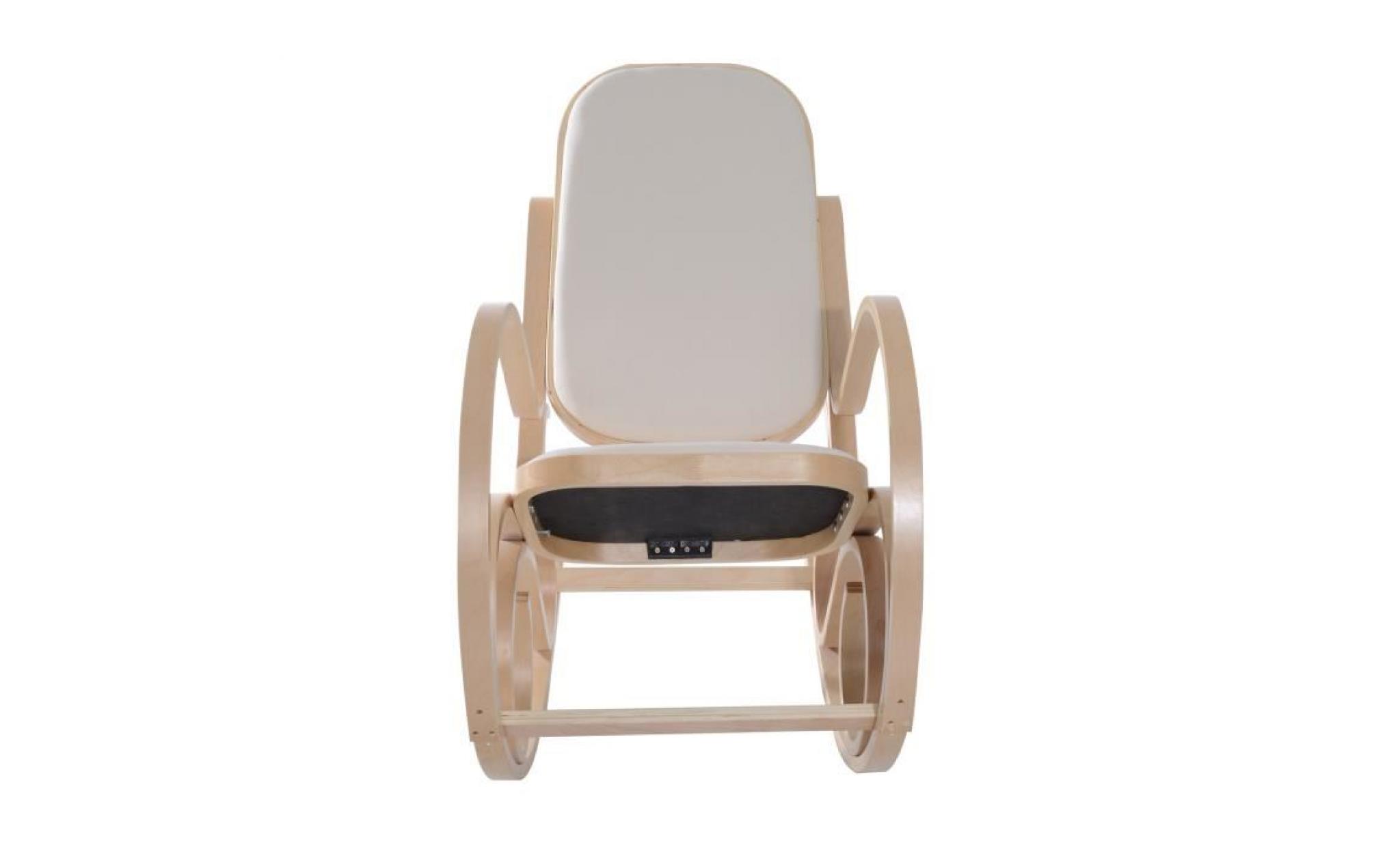 fauteuil à bascule rocking chair 54l x 97l x 101h cm assise dossier rembourrage grand confort bois de bouleau 30 54x97x101cm beige pas cher