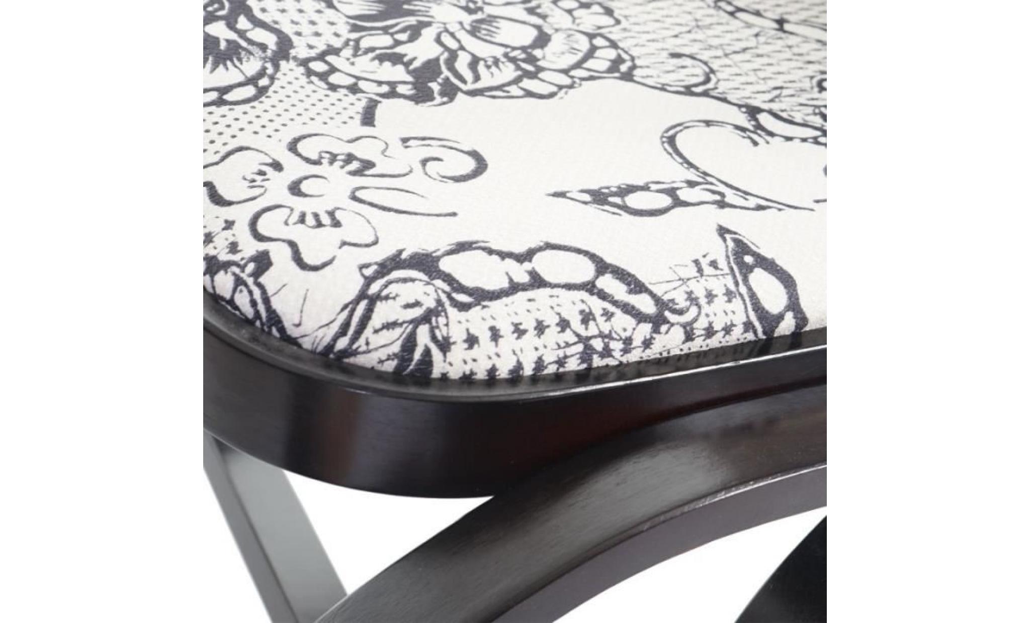 fauteuil à bascule rocking chair en bois et tissu fleur noir fab04015 pas cher