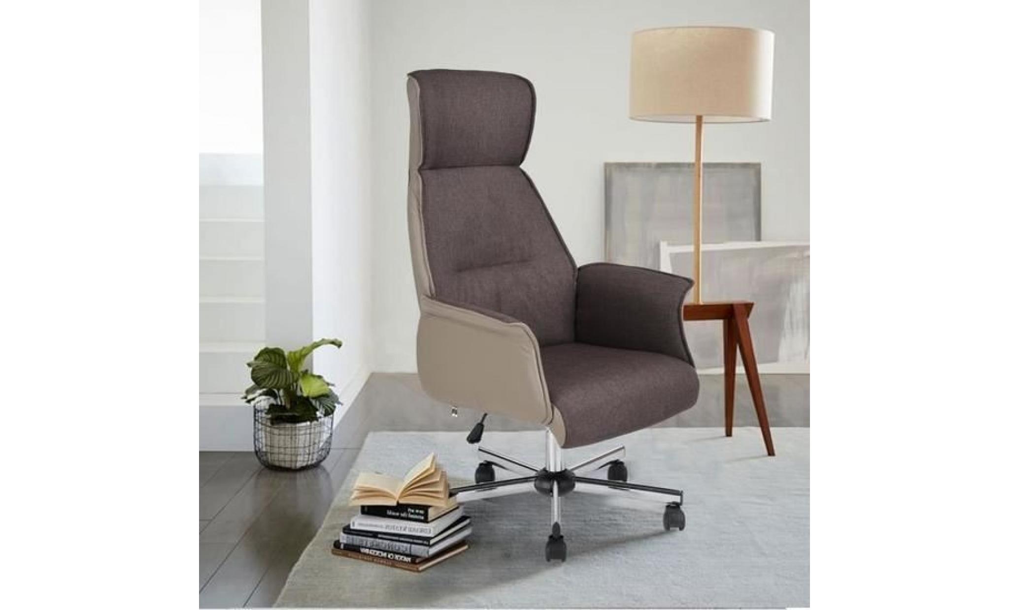 fauteuil à roulettes fauteuil de bureau chaise de bureau ordinateur réglable en pu cuir tissu avec 5 roulettes pivotant durable