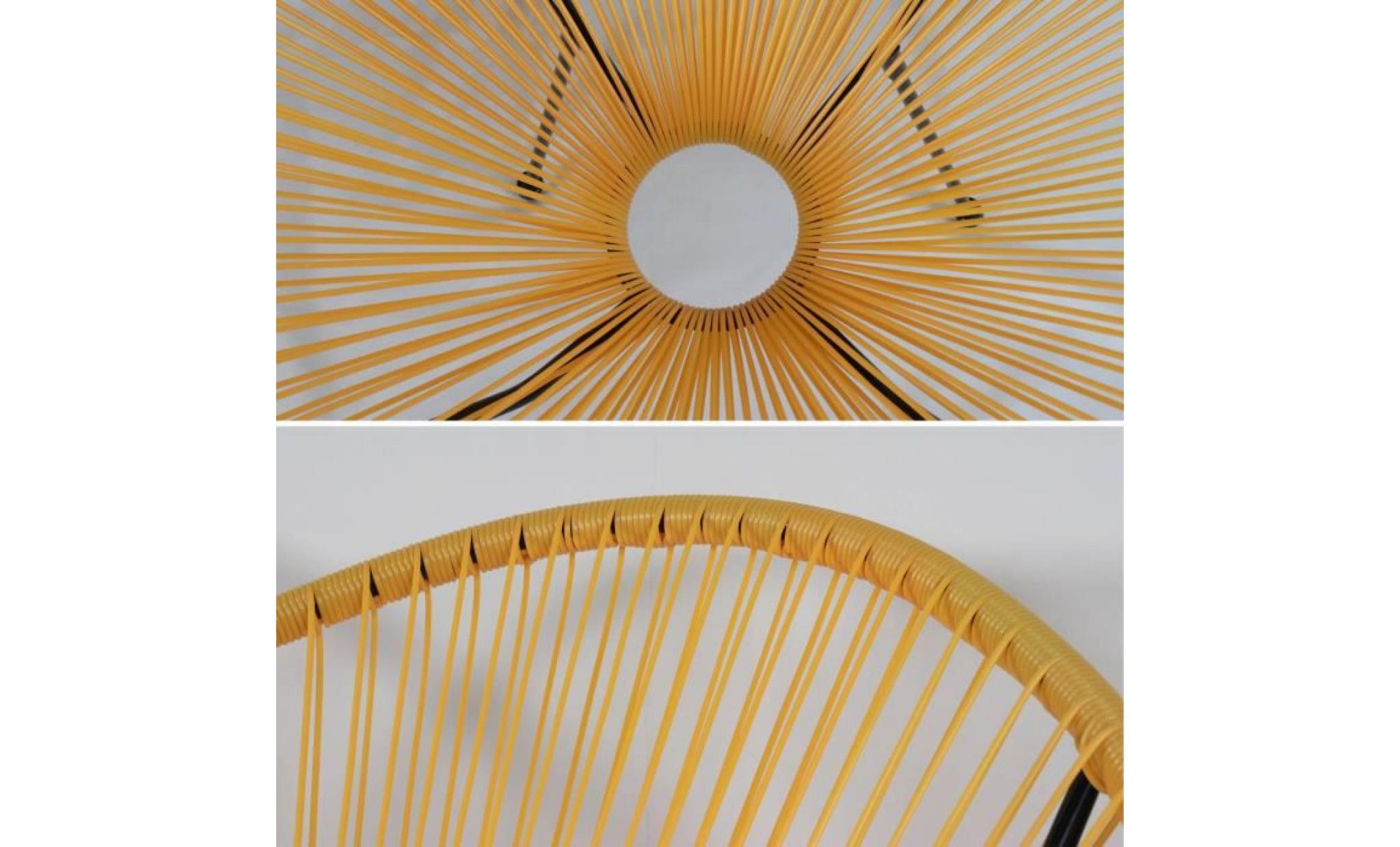 fauteuil acapulco forme d'oeuf   jaune   fauteuil 4 pieds design rétro, cordage plastique, intérieur / extérieur pas cher