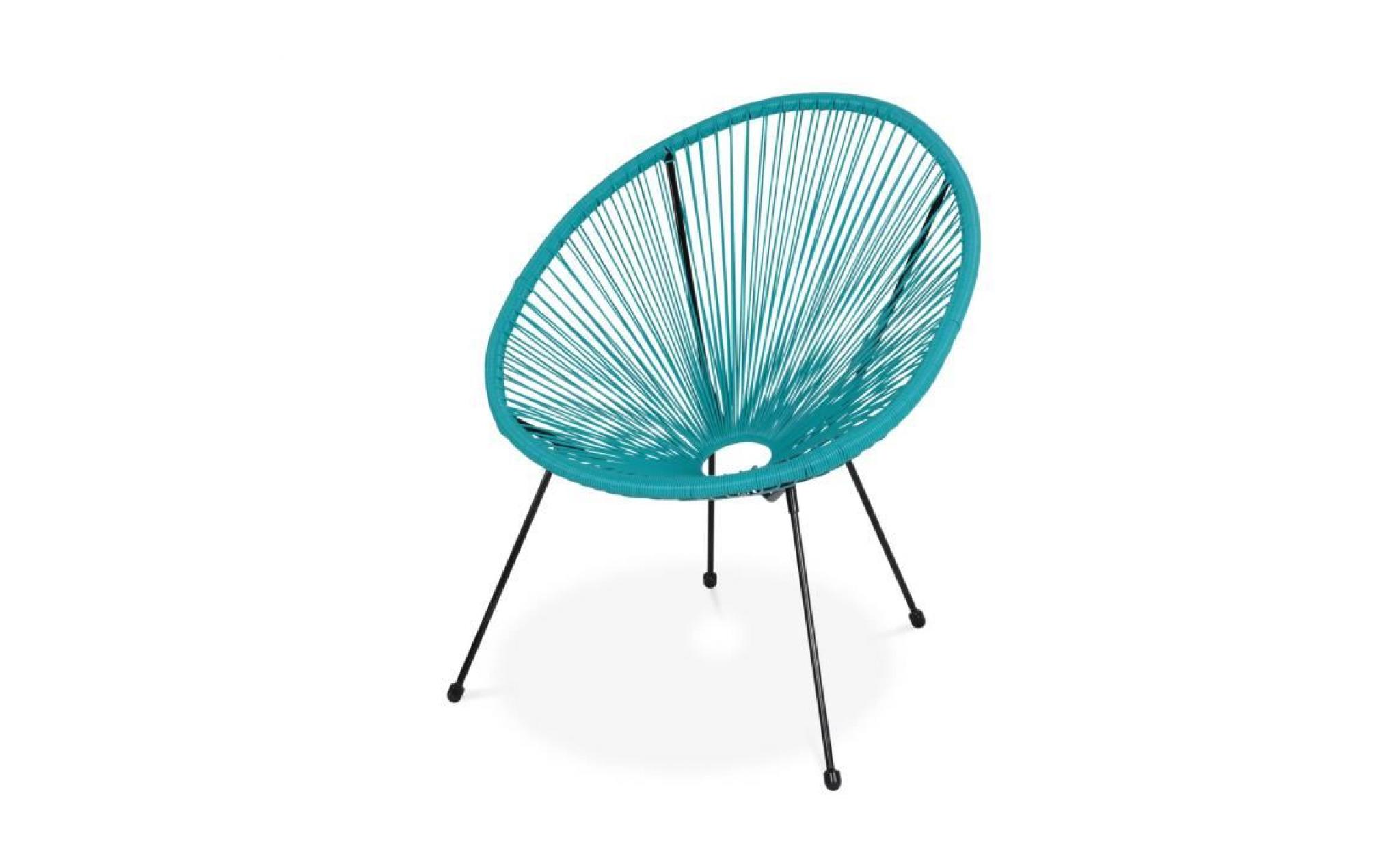 fauteuil acapulco forme d'oeuf   turquoise   fauteuil 4 pieds design rétro, cordage plastique, intérieur / extérieur