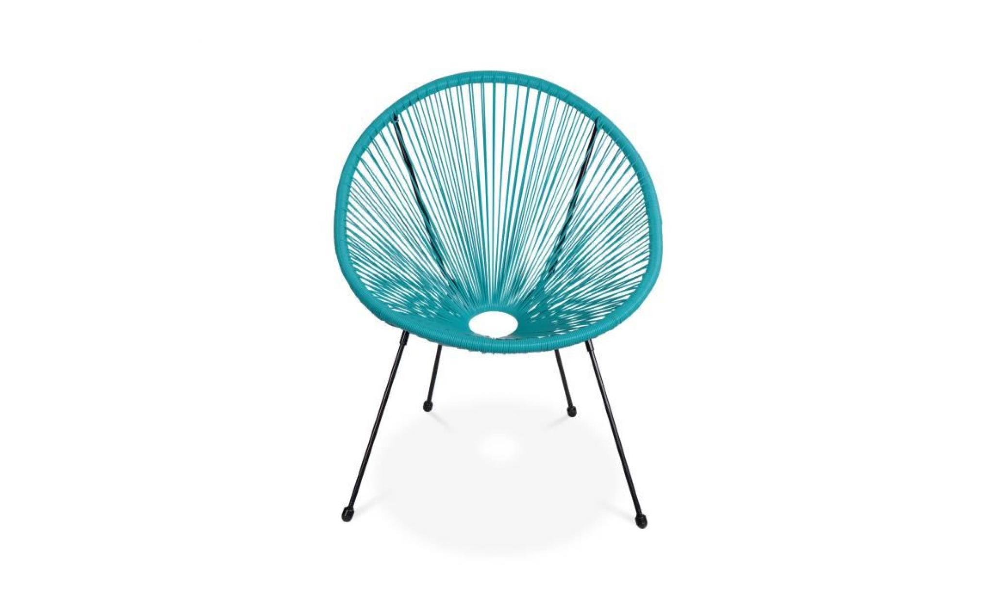 fauteuil acapulco forme d'oeuf   turquoise   fauteuil 4 pieds design rétro, cordage plastique, intérieur / extérieur pas cher