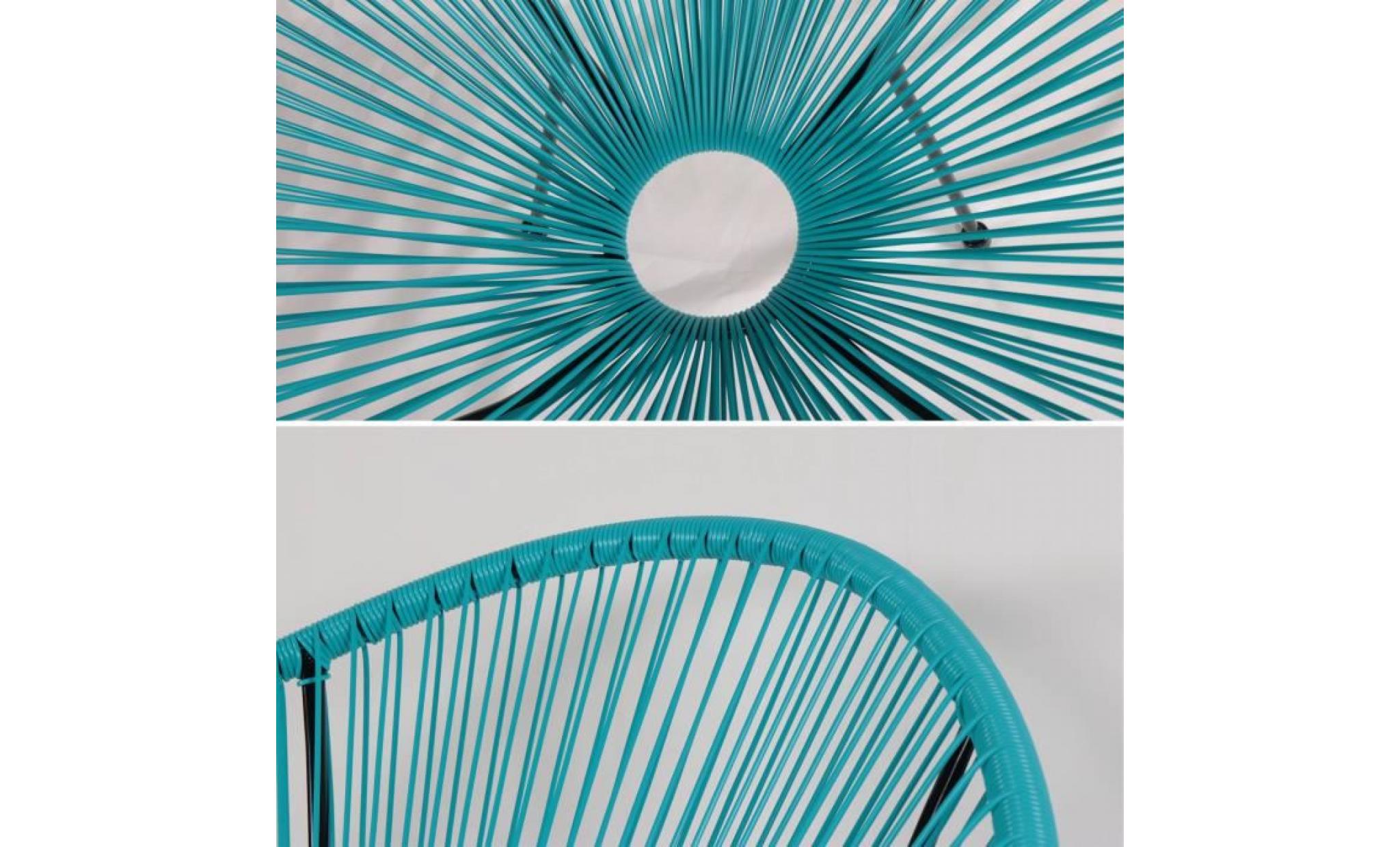 fauteuil acapulco forme d'oeuf   turquoise   fauteuil 4 pieds design rétro, cordage plastique, intérieur / extérieur pas cher
