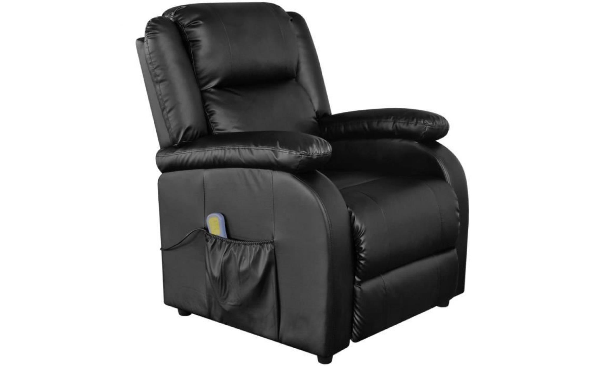 fauteuil avec 8 points de massage électrique pour massage relaxation en cuir artificiel rembourré noir