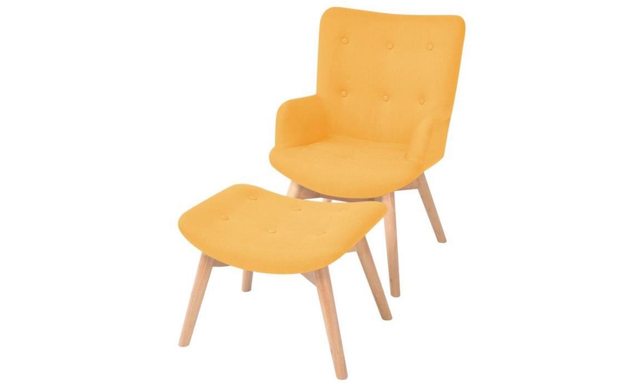 fauteuil avec repose pied tissu jaune