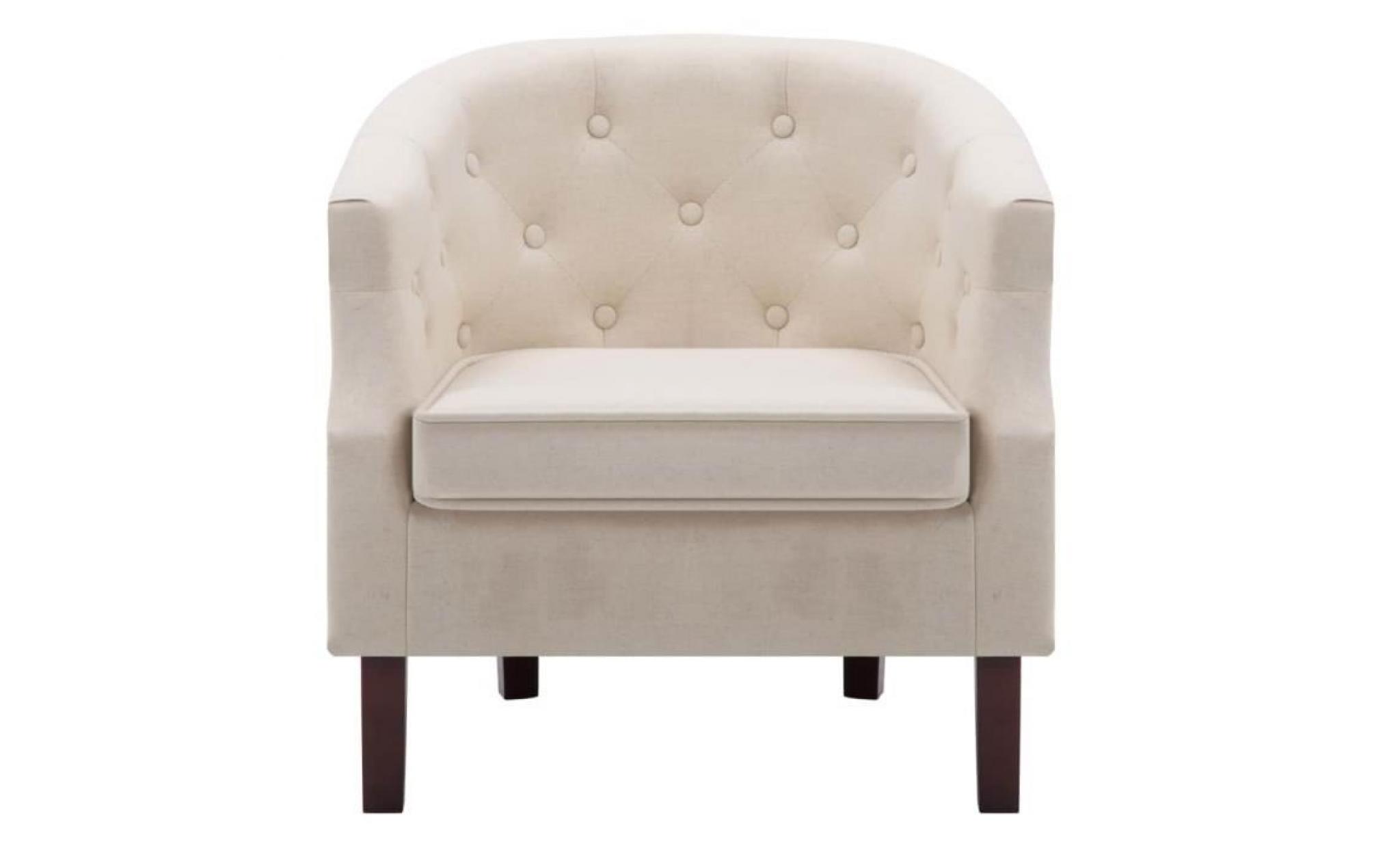 fauteuil avec revêtement en tissu 65 x 64 x 65 cm beige pas cher