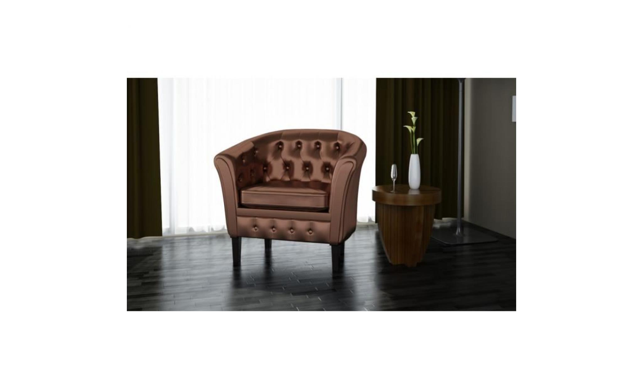 fauteuil bronze en cuir artificiel style noble de chesterfield 71 x 62 x 69 cm pour salon réception ou bureau