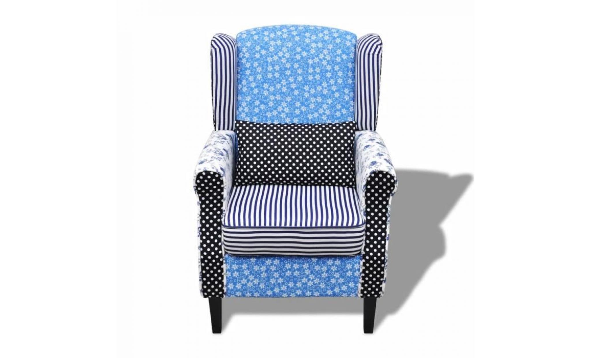 fauteuil chaise avec design de patchwork tissu pas cher
